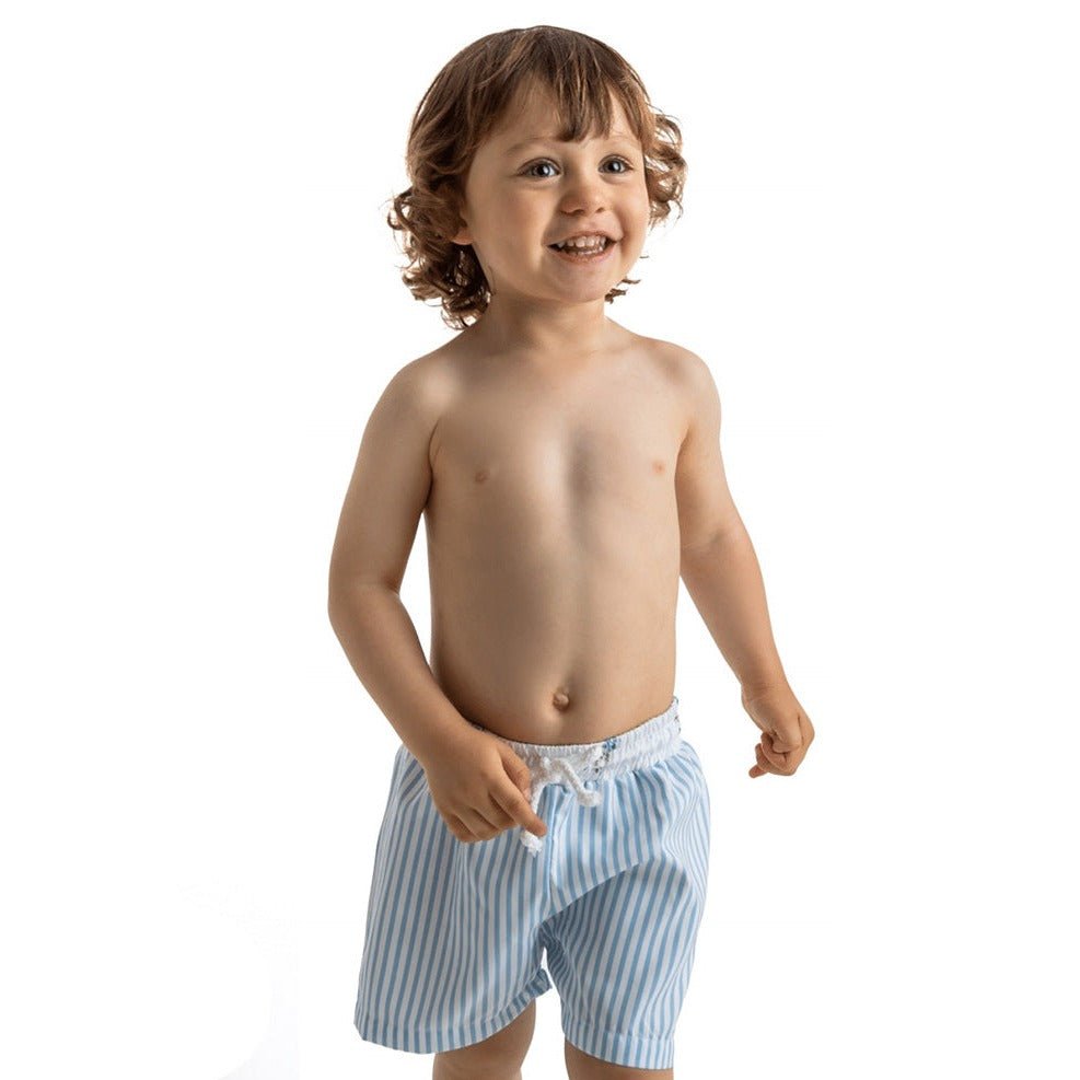 Costumino Bimbo Fiori e righe Azzurro - Be Brave Boutique