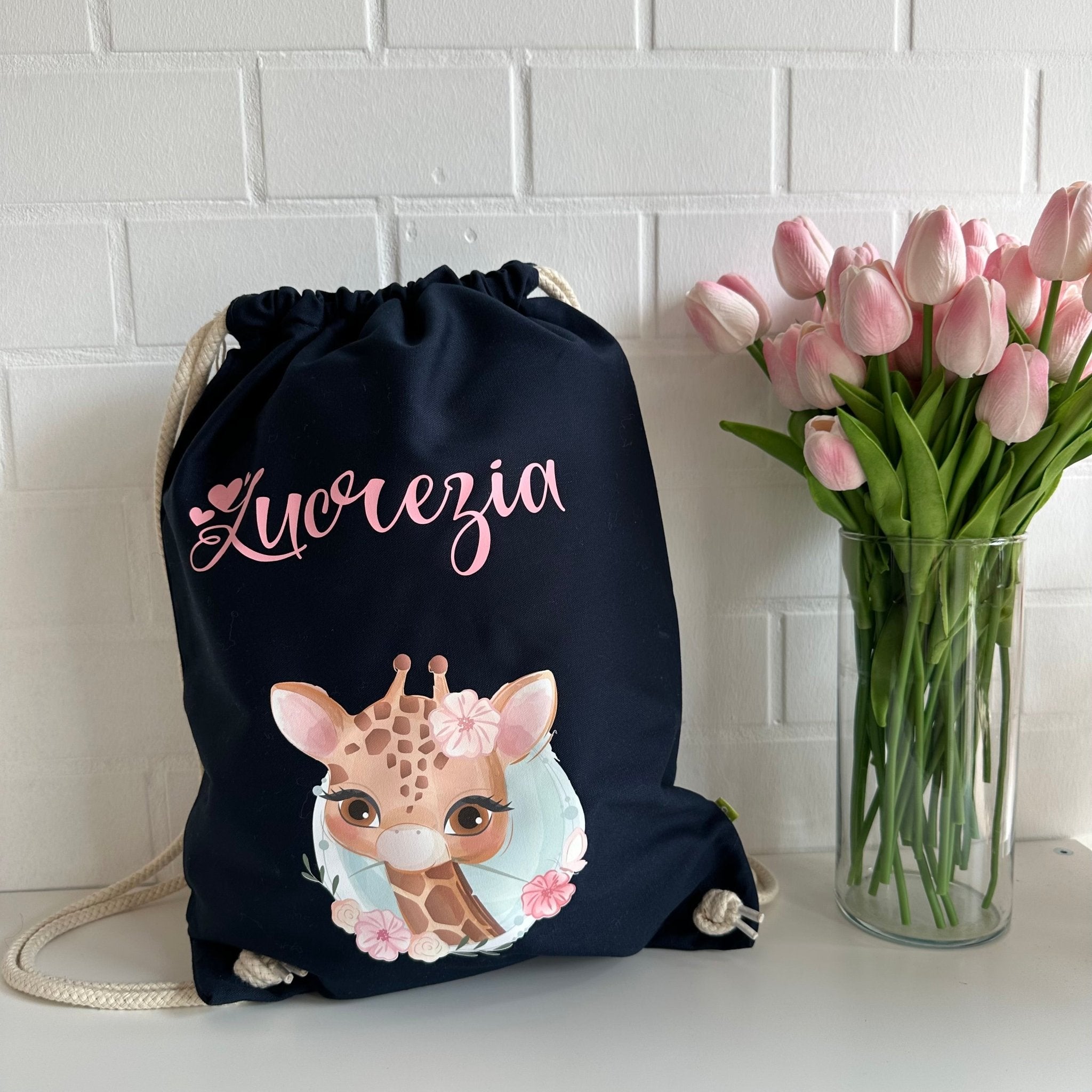 Zaino a sacca in cotone pesante Giraffa - Be Brave Boutique