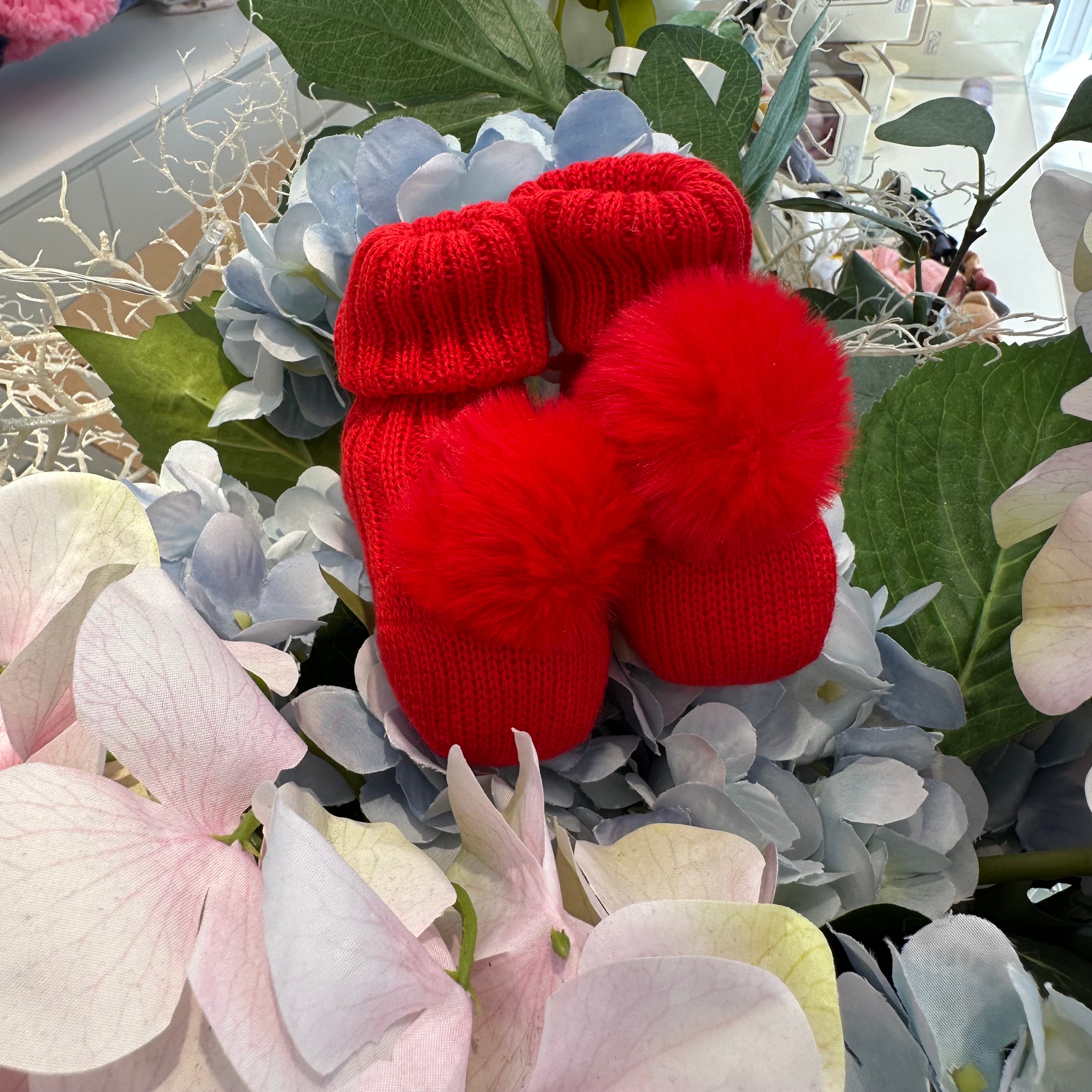 Scarpine nascita Con Pom Pom in Caldo Cotone Made in Italy - Be Brave Boutique