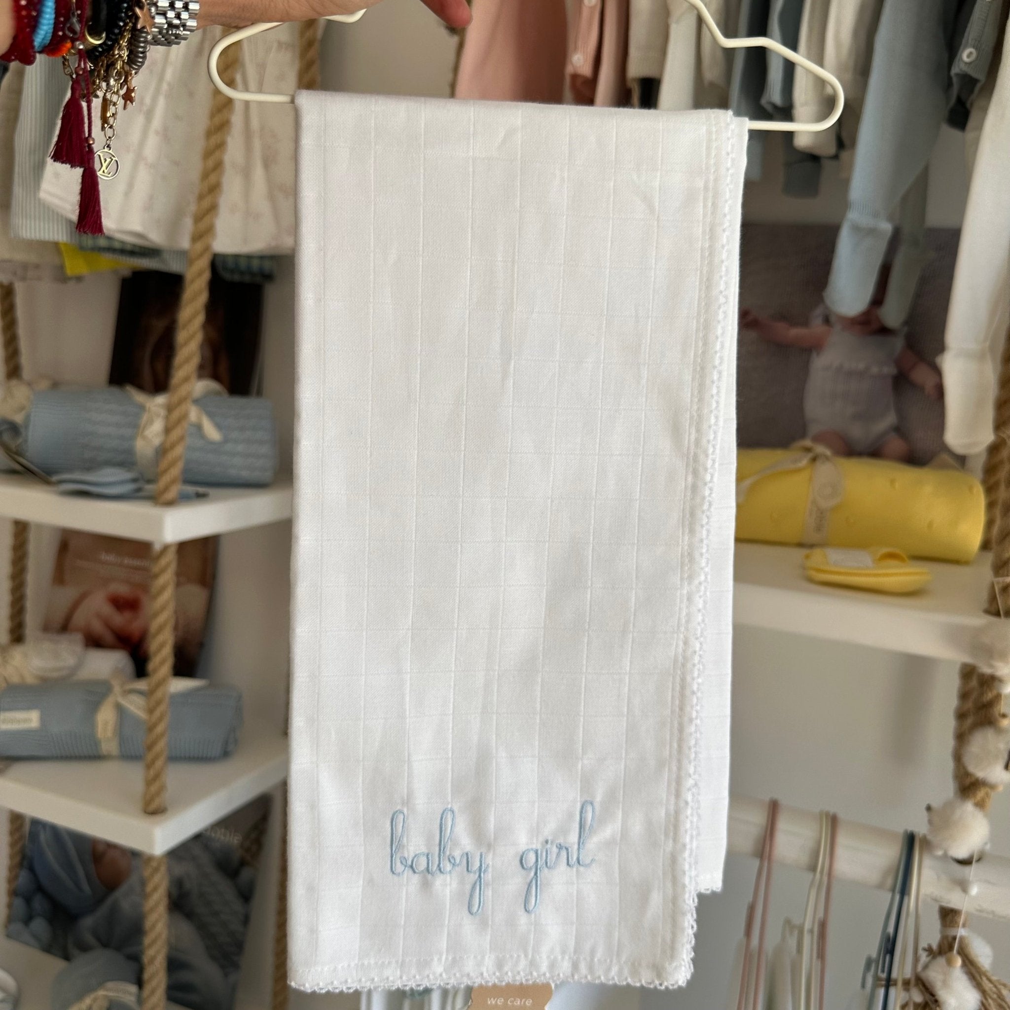 Wedoble Mussola in Cotone Ricamata Baby Girl Azzurro - Be Brave Boutique