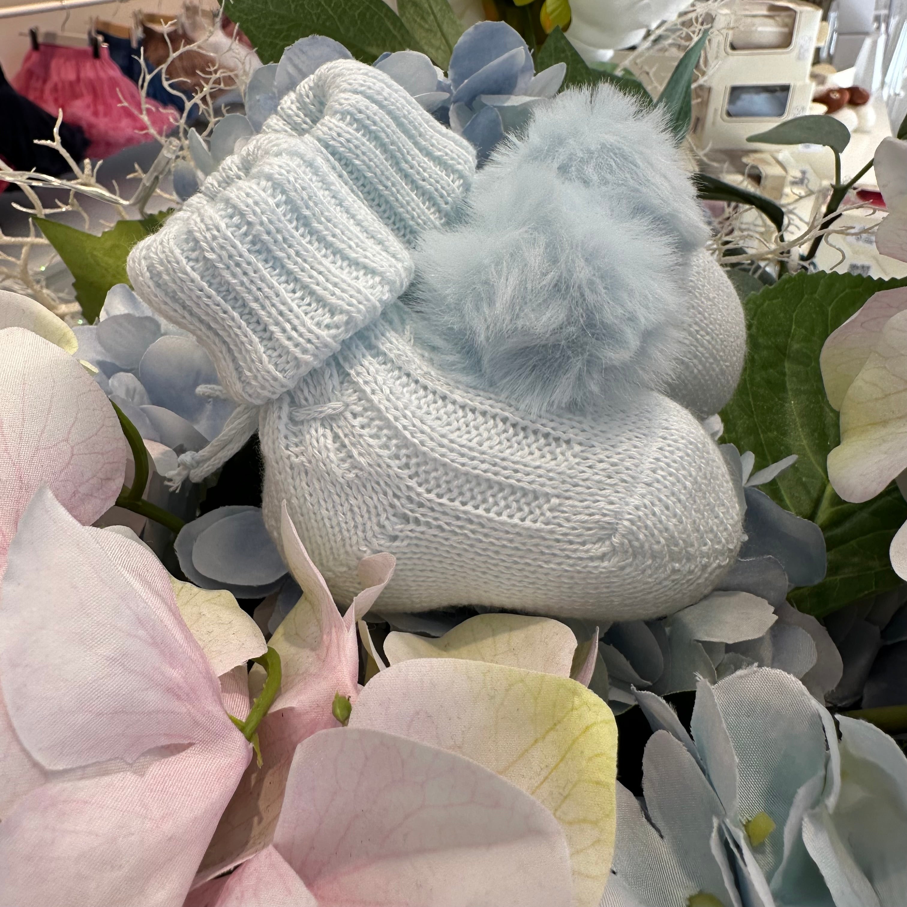 Scarpine nascita Con Pom Pom in Caldo Cotone Made in Italy - Be Brave Boutique