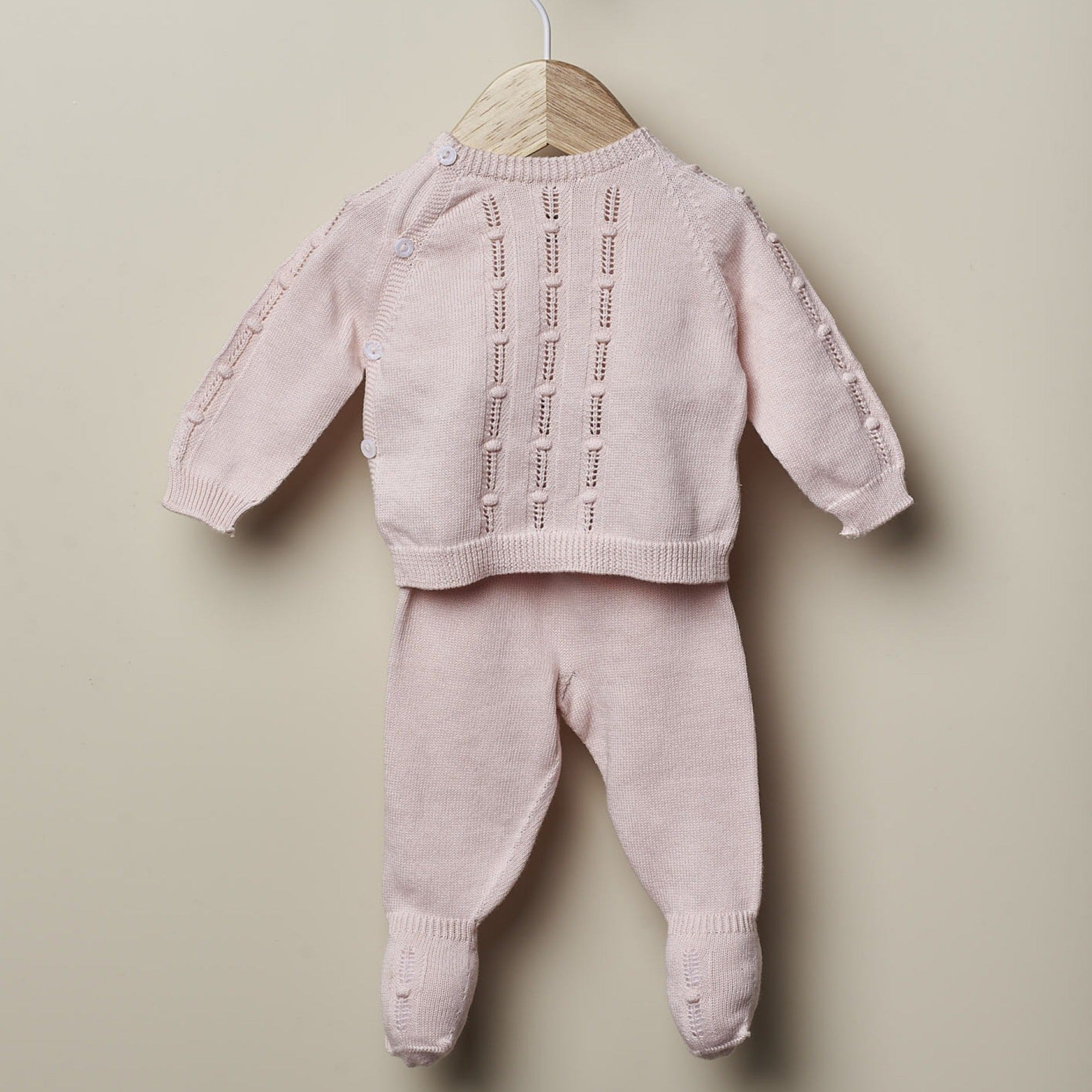 Completo nascita Rosa in cotone organico con piedini - Be Brave Boutique