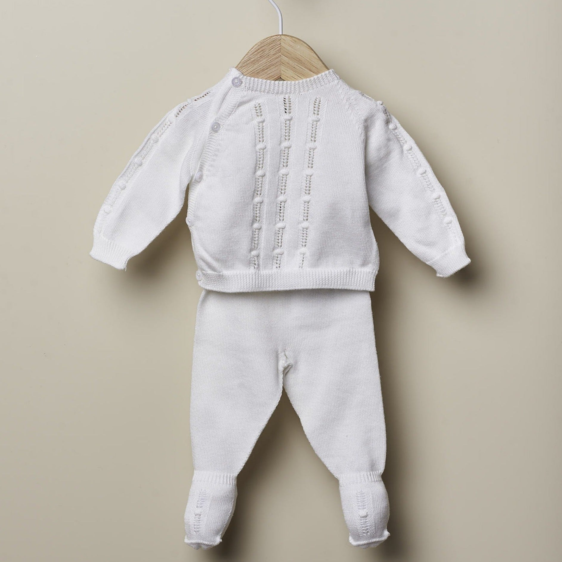 Completo nascita Bianco in cotone organico con piedini - Be Brave Boutique