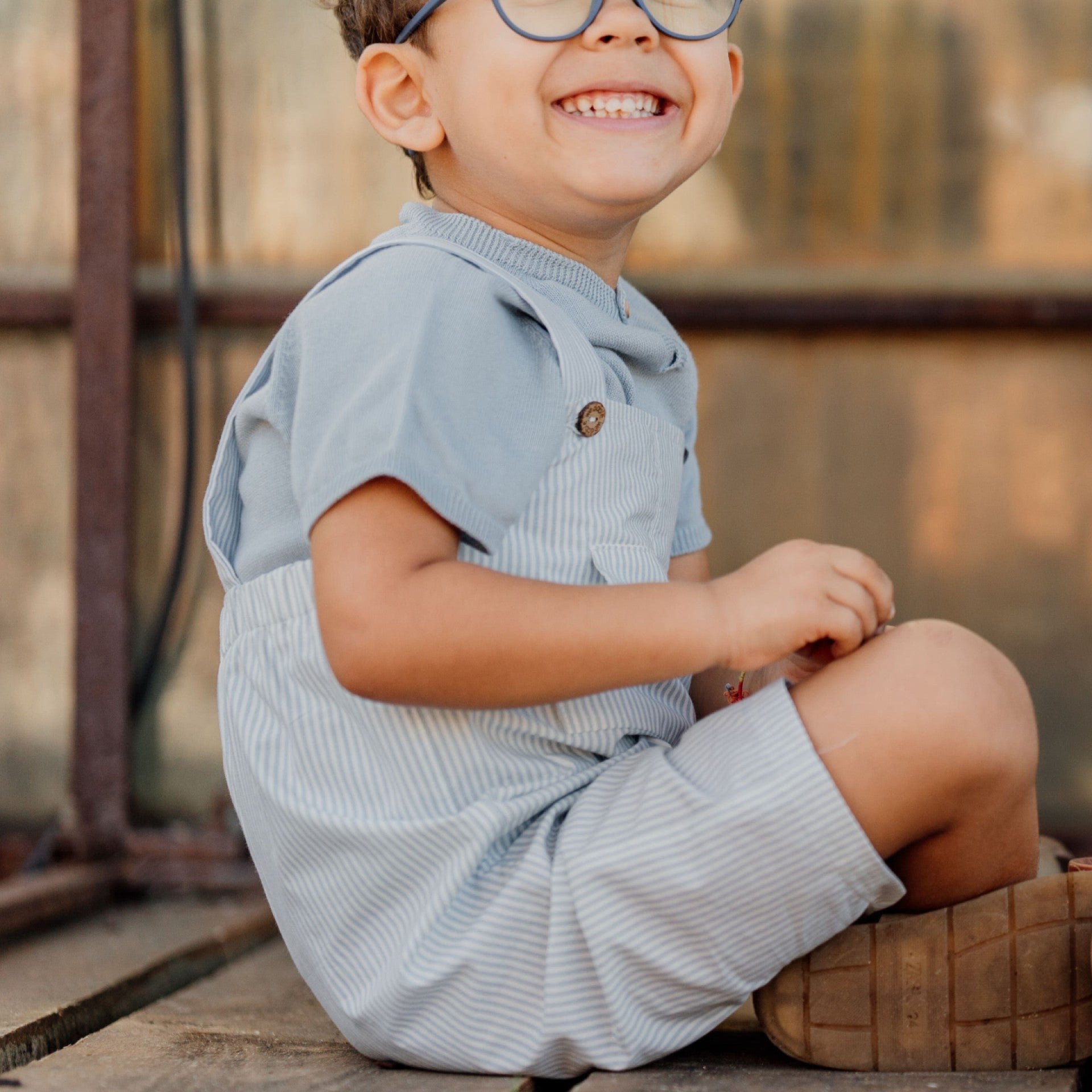 Salopette a righe in morbido cotone - Be Brave Boutique