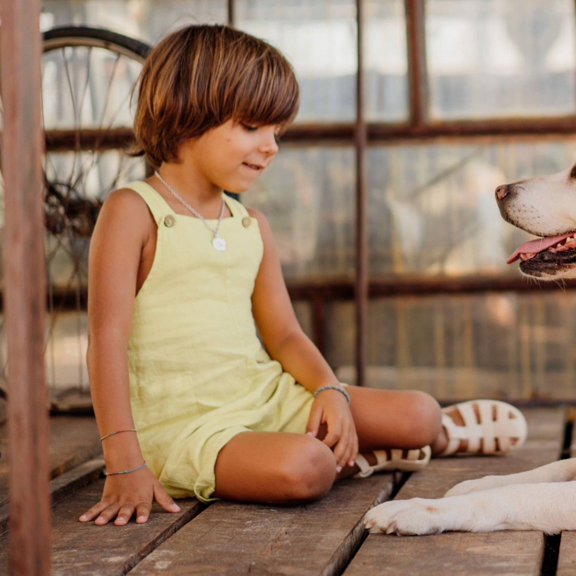 Salopette Gialla in lino - Be Brave Boutique