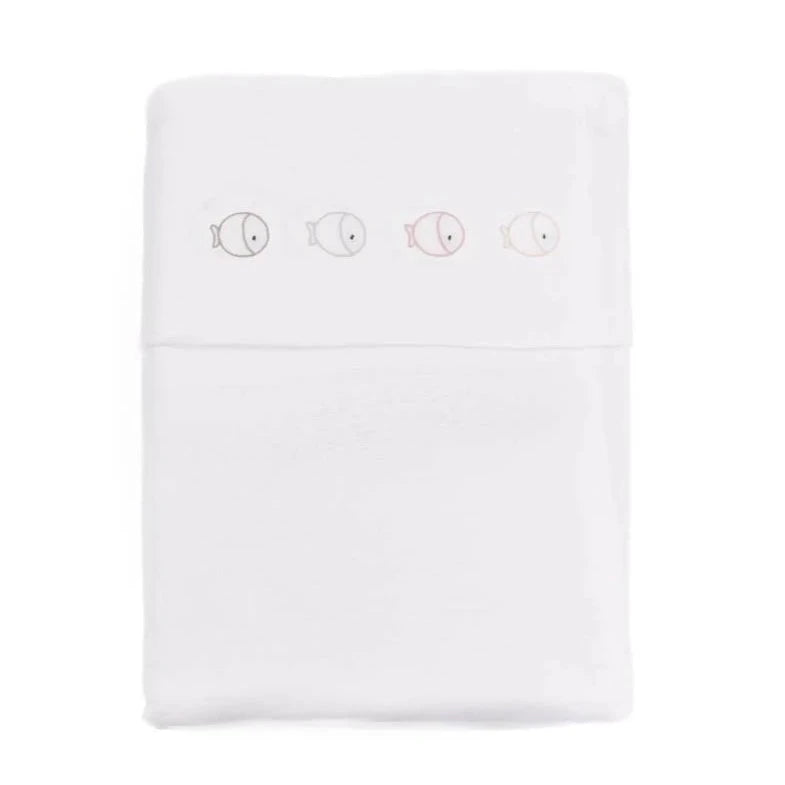 Lenzuola per culla/carrozzina 75x100cm, con federa - Muslin - Fishes Nude - Be Brave Boutique