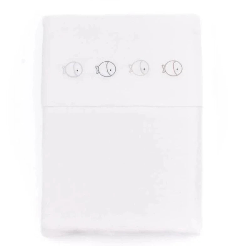 Lenzuola per culla/carrozzina 75x100cm, con federa - Muslin - Fishes - Be Brave Boutique