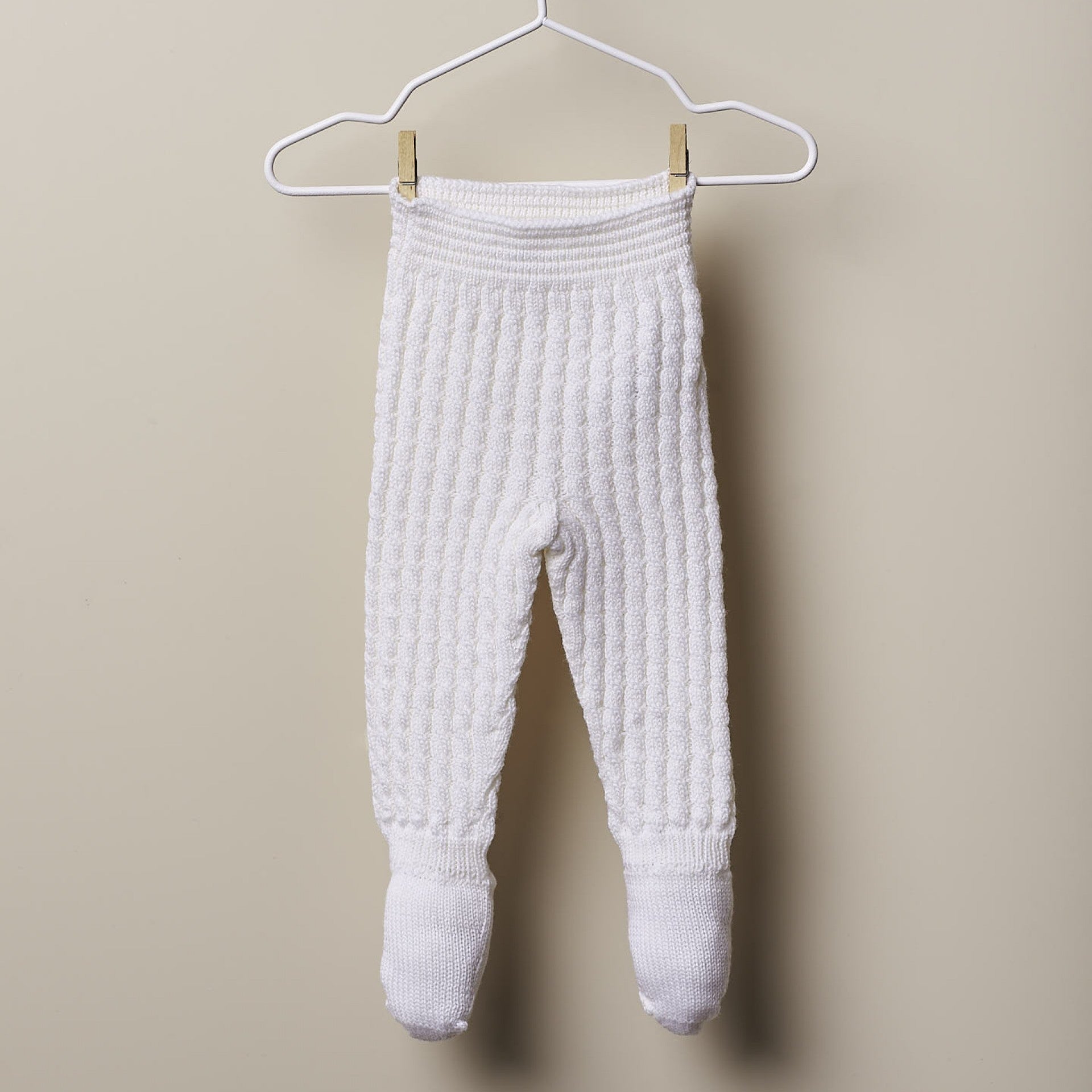 Pantaloni con piedini in lana a trecce per neonati - Be Brave Boutique