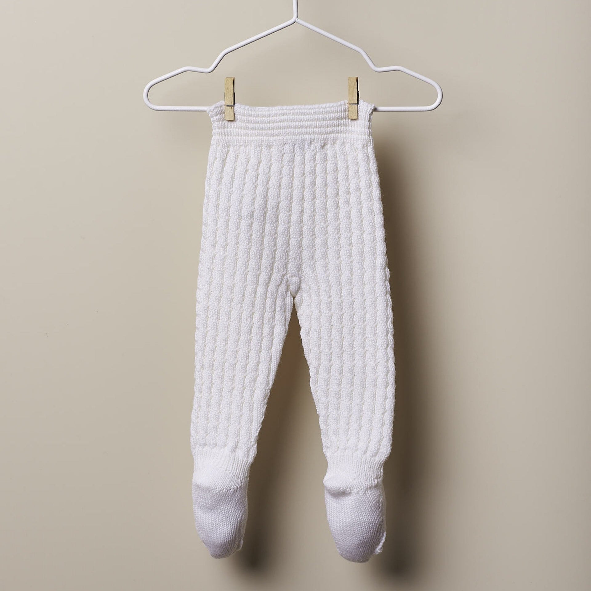 Pantaloni con piedini in lana a trecce per neonati - Be Brave Boutique