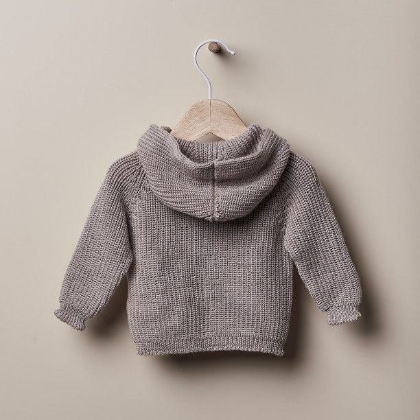 Completo Pantalone+Cardigan con cappuccio lavorato a maglia in punto coste inglese