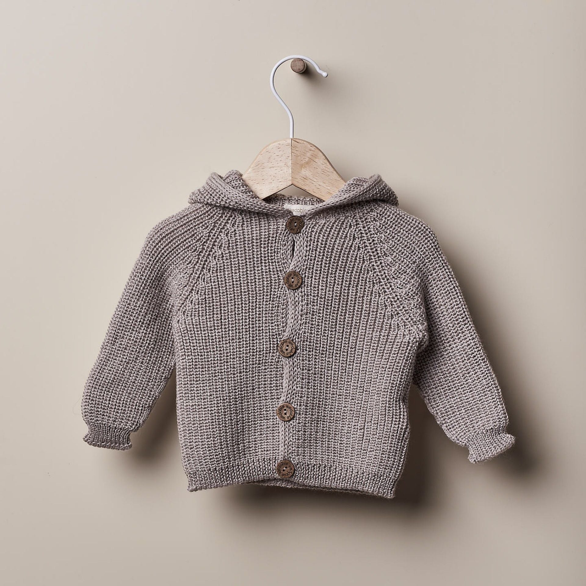 Completo Pantalone+Cardigan con cappuccio lavorato a maglia in punto coste inglese