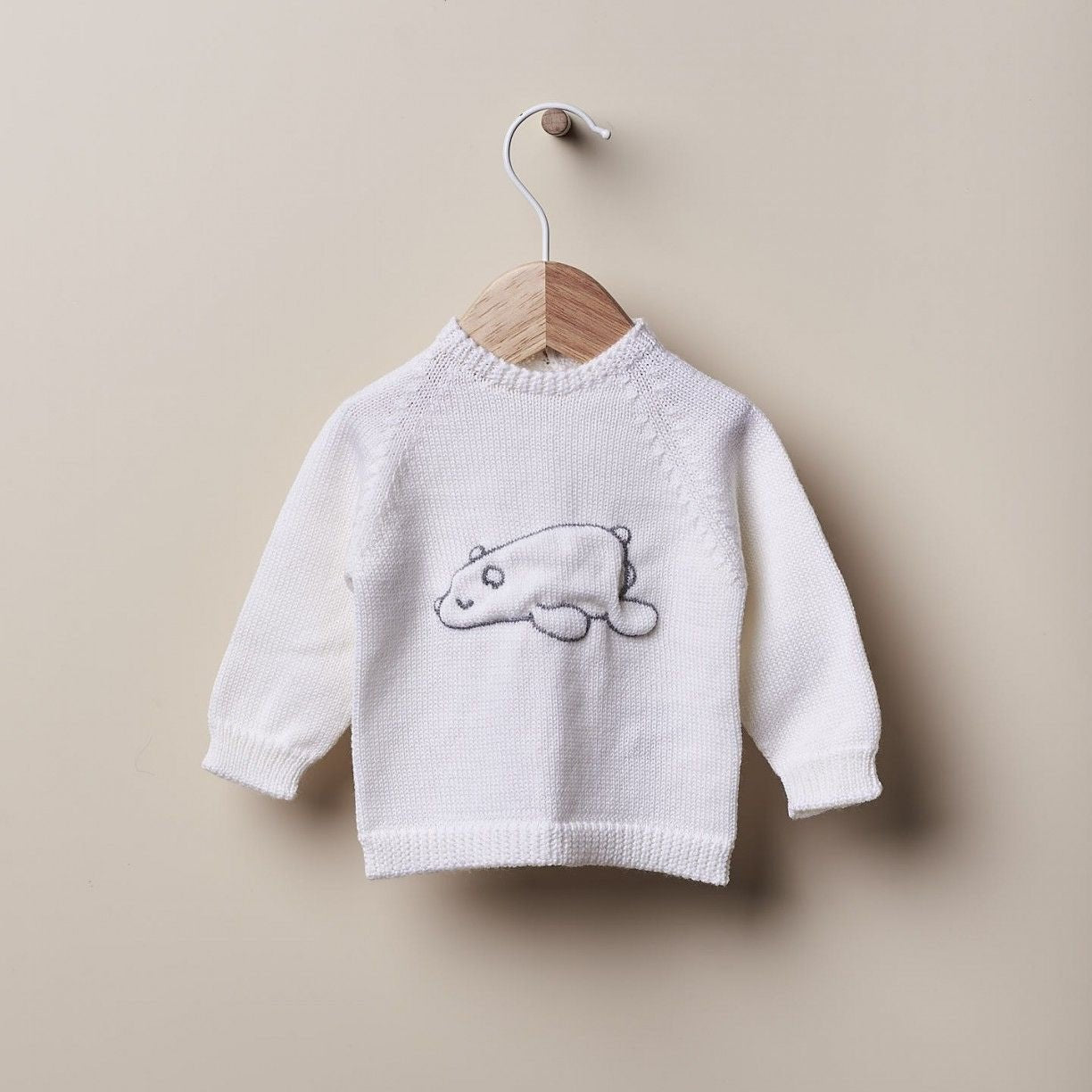 Completo THIS IS WINTER LOVE in lana morbida – maglia con ricamo orsetto e pantaloni a costine - Be Brave Boutique