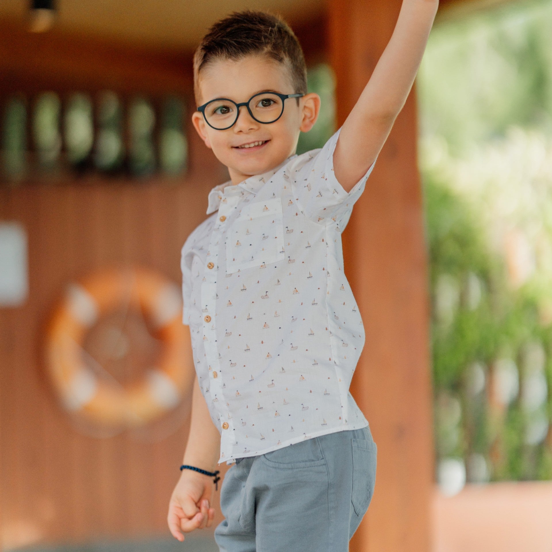 Camicia a Maniche Corte con Stampa Barchette – SEA BREEZE - Be Brave Boutique