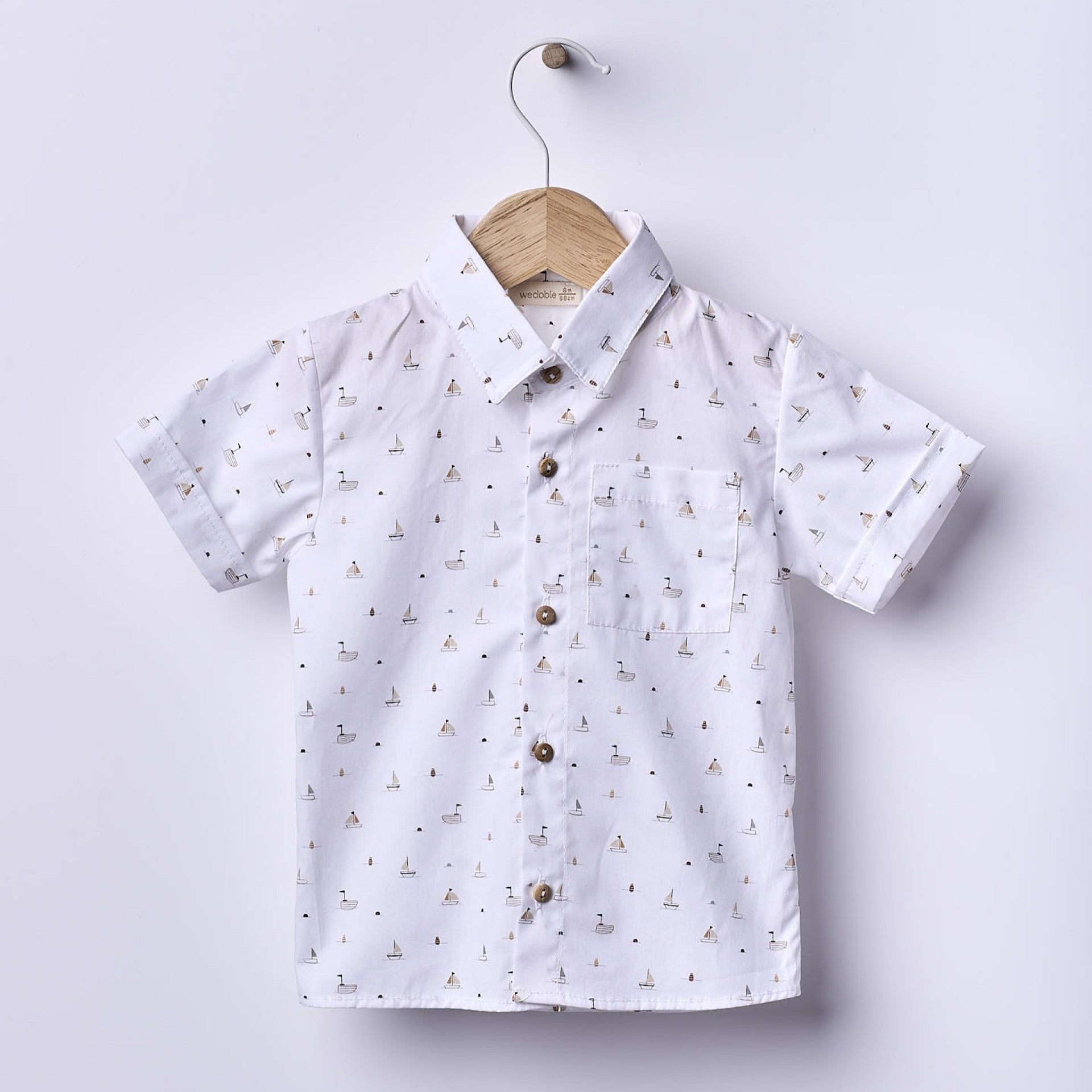 Camicia a Maniche Corte con Stampa Barchette – SEA BREEZE - Be Brave Boutique