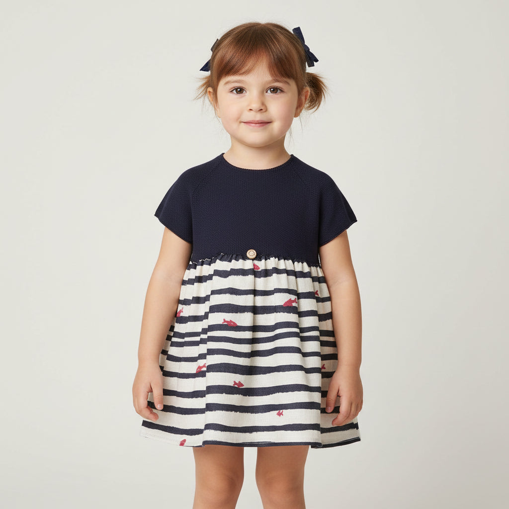 Abito a righe in cotone e lino Pesciolini - Be Brave Boutique