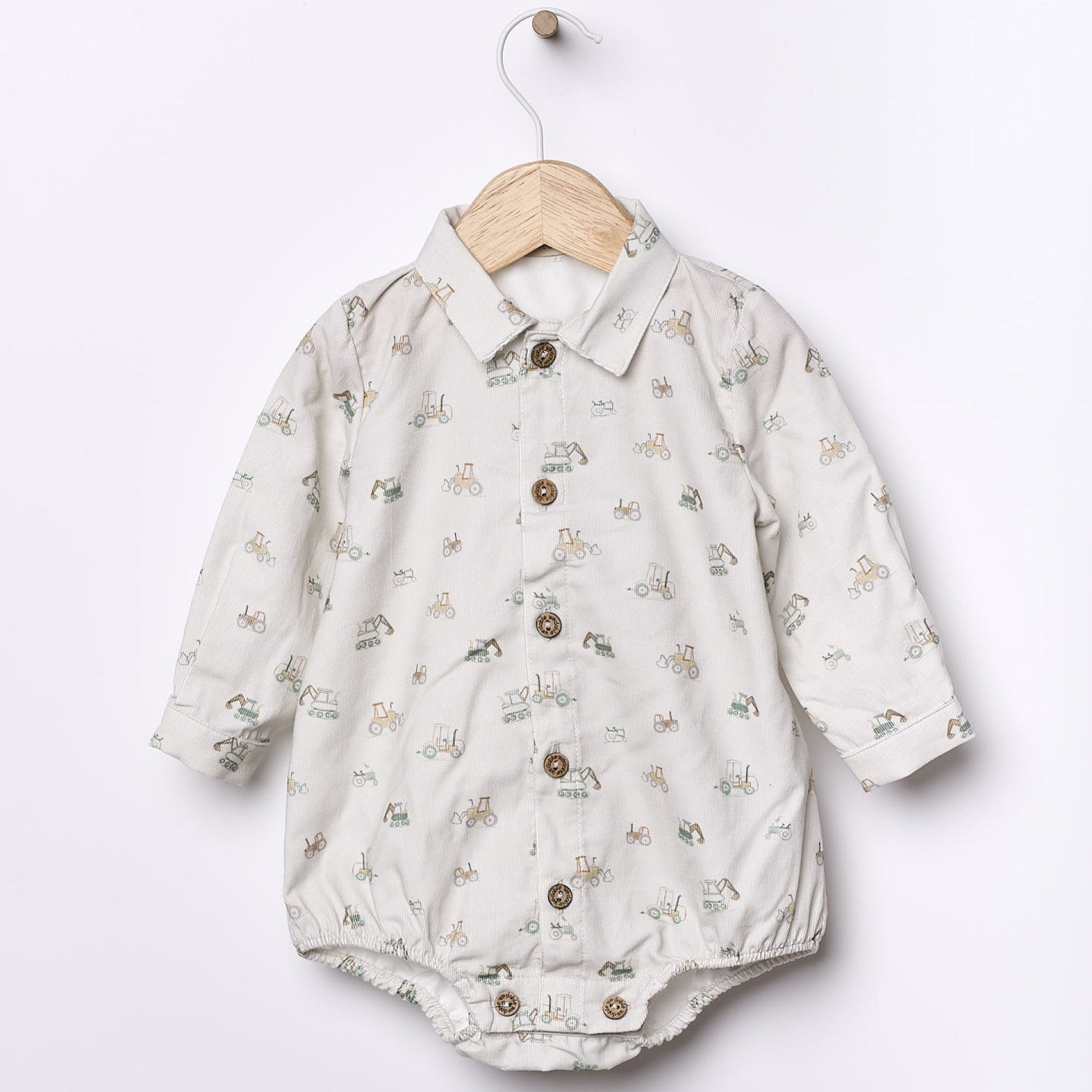 Camicia in vellutino a costine fantasia trattori - Be Brave Boutique