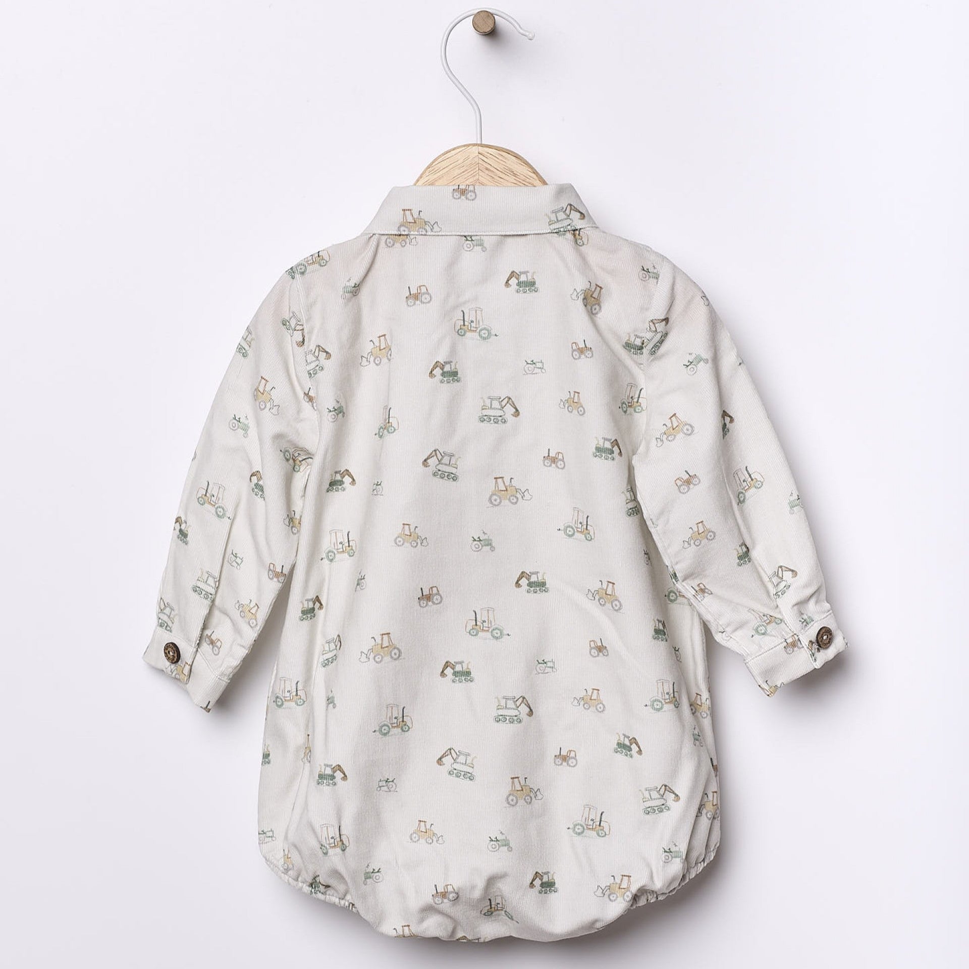 Camicia in vellutino a costine fantasia trattori - Be Brave Boutique