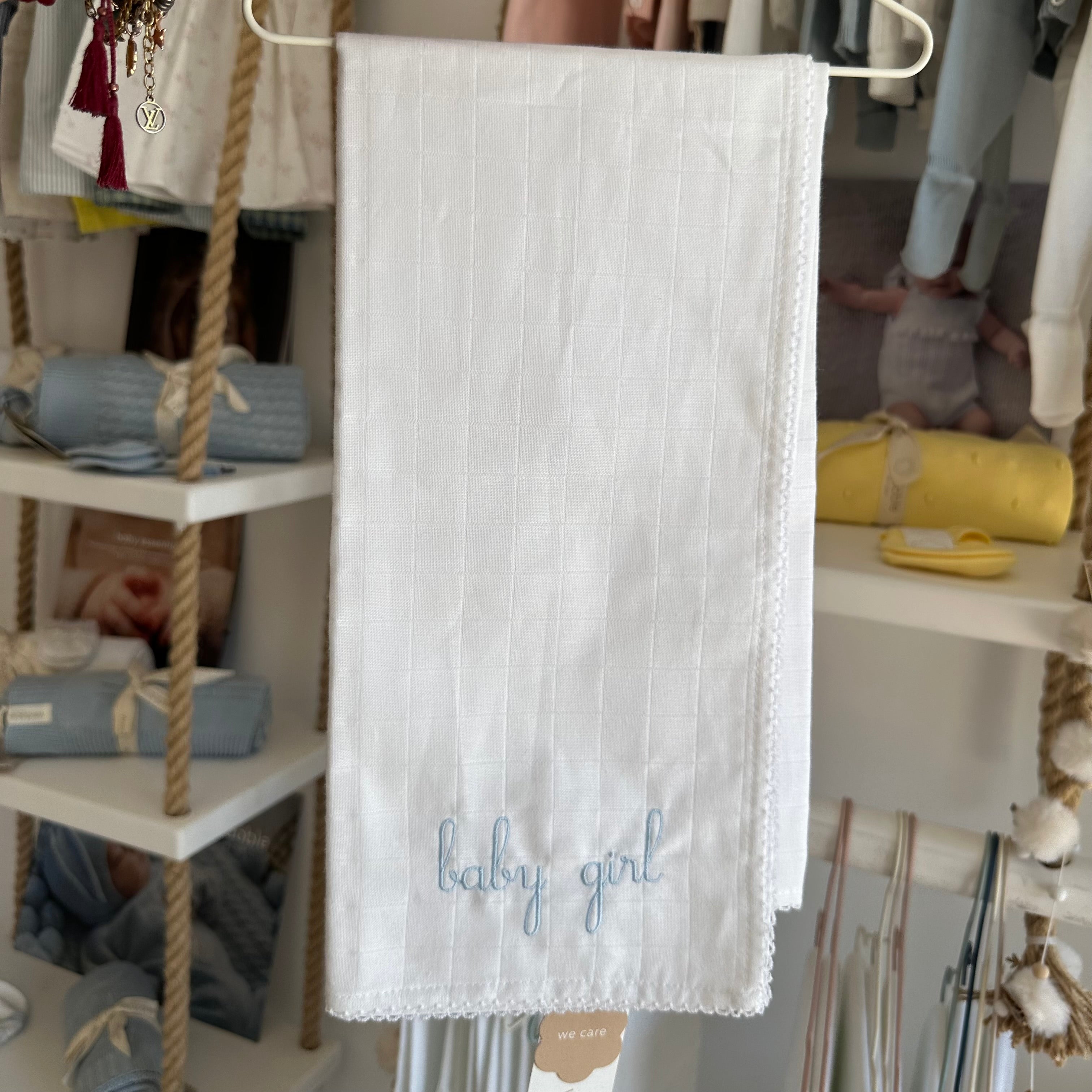 Wedoble Mussola in Cotone Ricamata Baby Girl Azzurro - Be Brave Boutique