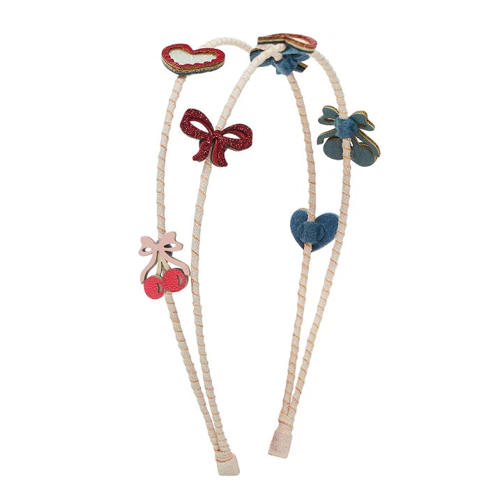 Cerchietto per capelli doppio con ciliegie fantasiose