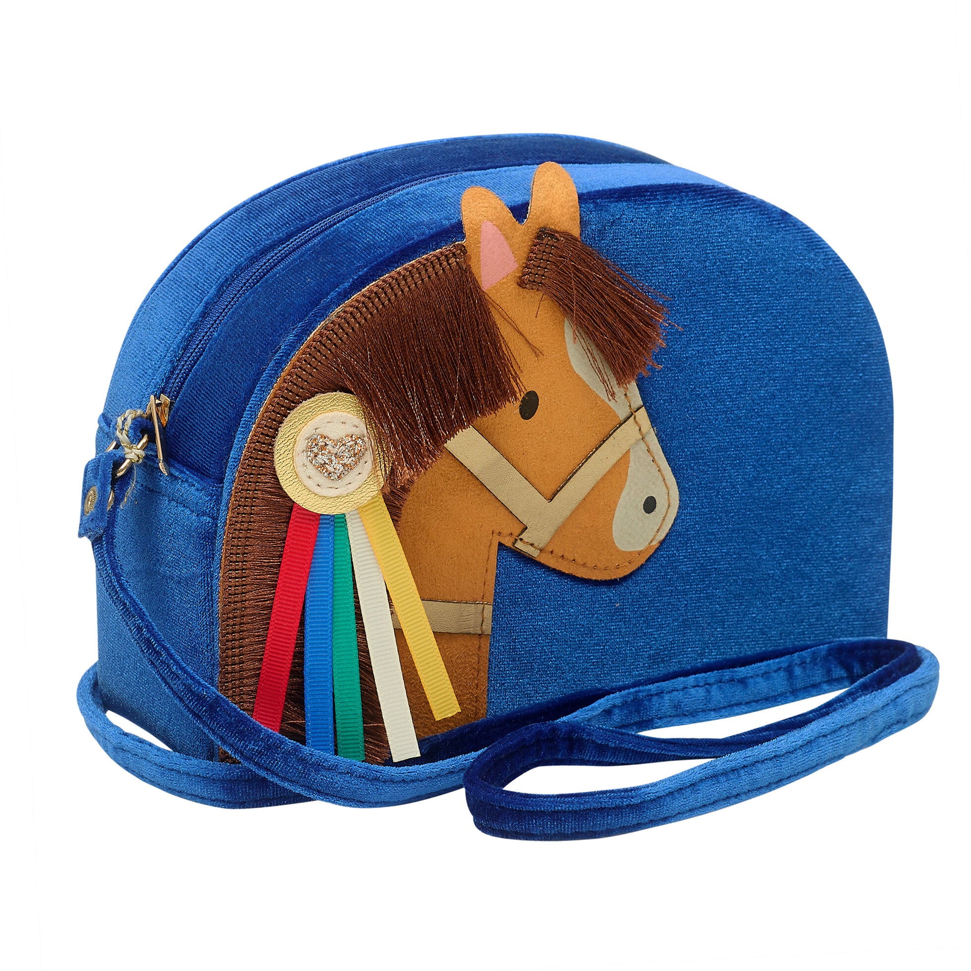 Borsa per Bambine in velluto Blu Pony