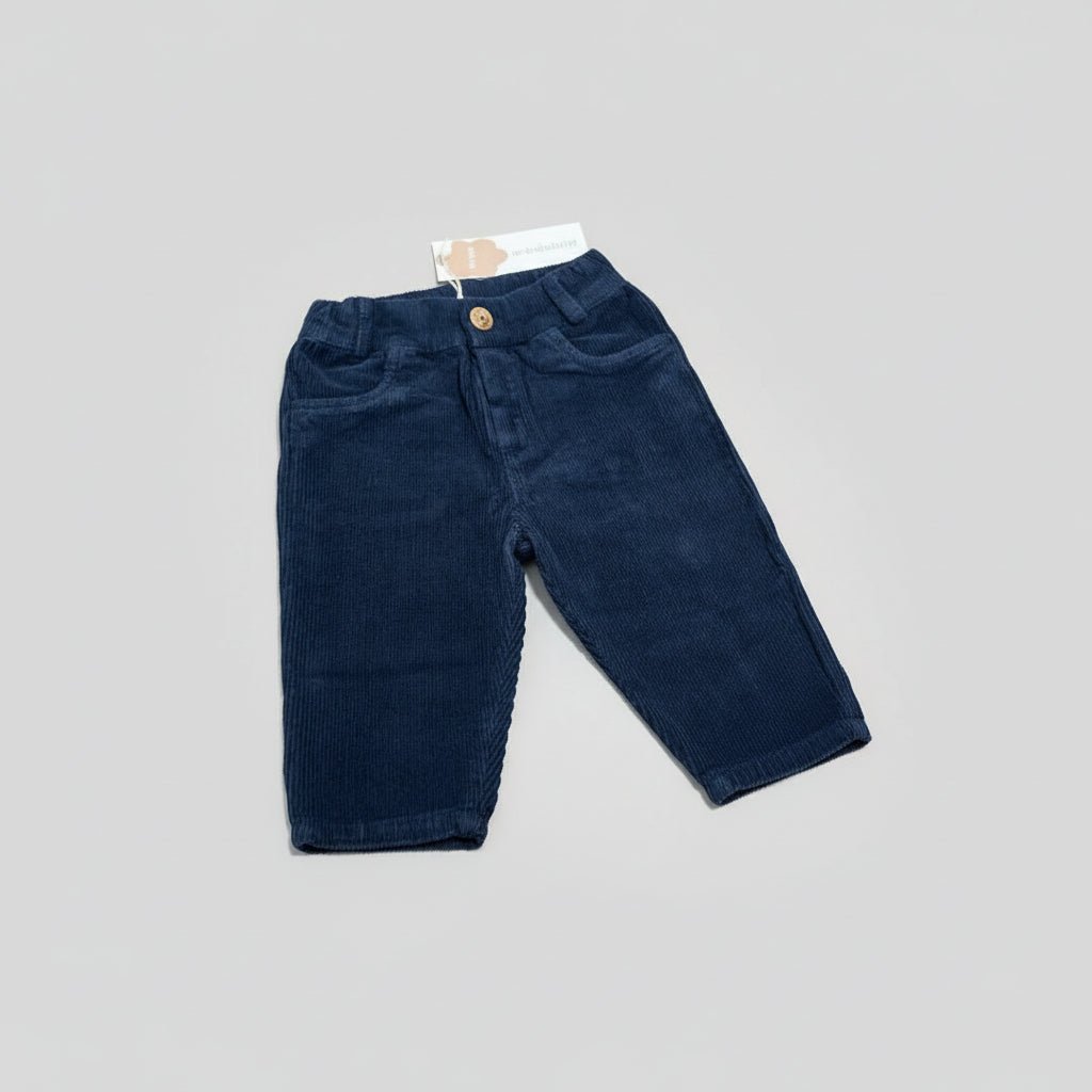 Pantalone a costine in velluto blu Senza Tasche - Be Brave Boutique