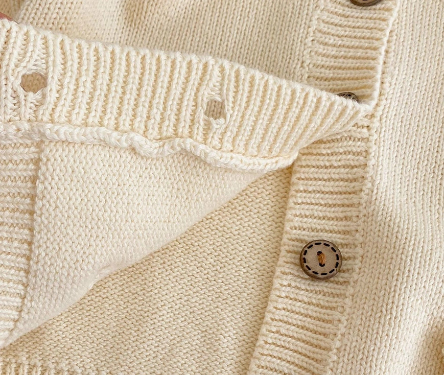 Cardigan in cotone con Fiori Panna - Be Brave Boutique