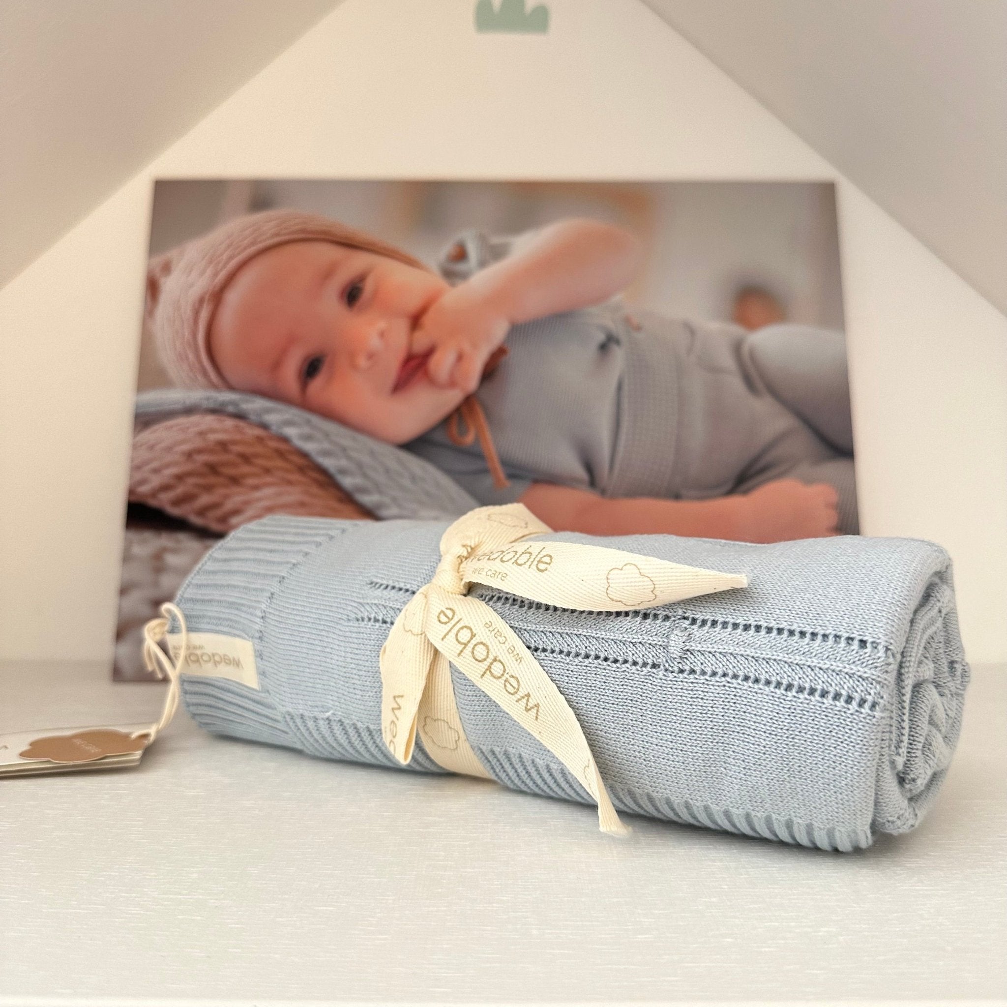 Copertina in cotone organico Soft Touch Azzurro - Be Brave Boutique