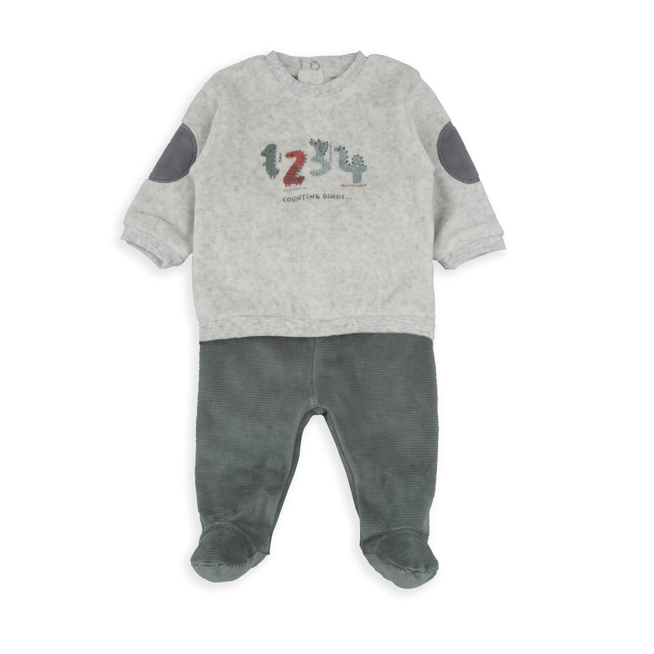 Coordinato Neonato in Ciniglia “Counting Dinos” - Be Brave Boutique