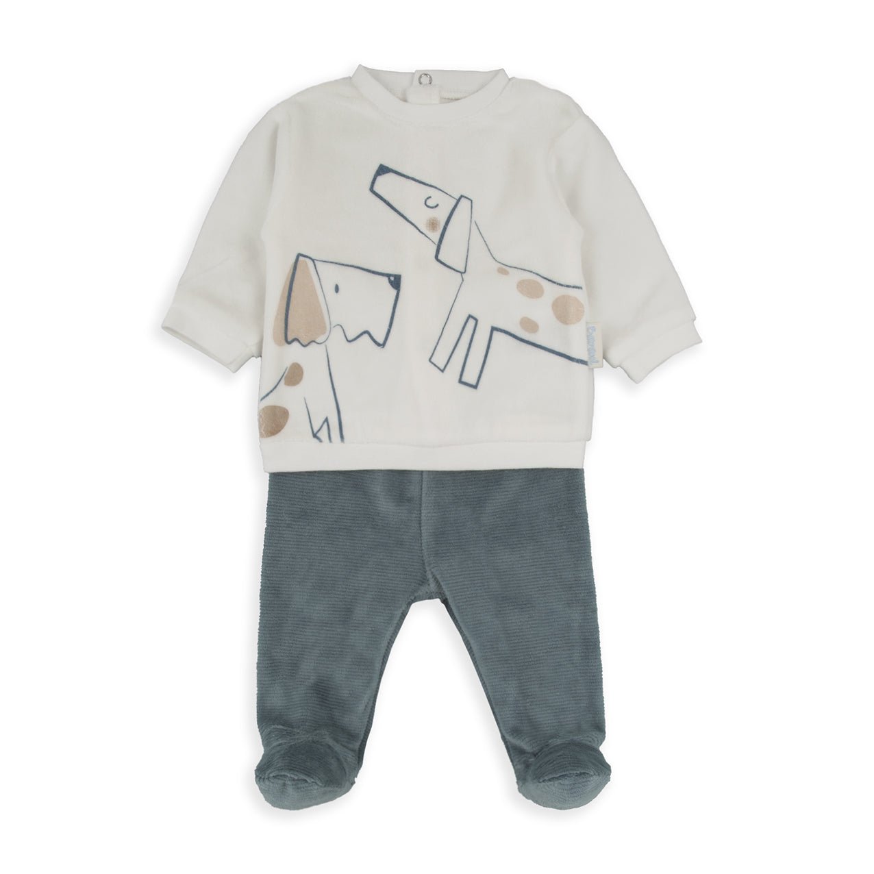 Coordinato Neonato in Ciniglia con Cagnolini - Be Brave Boutique