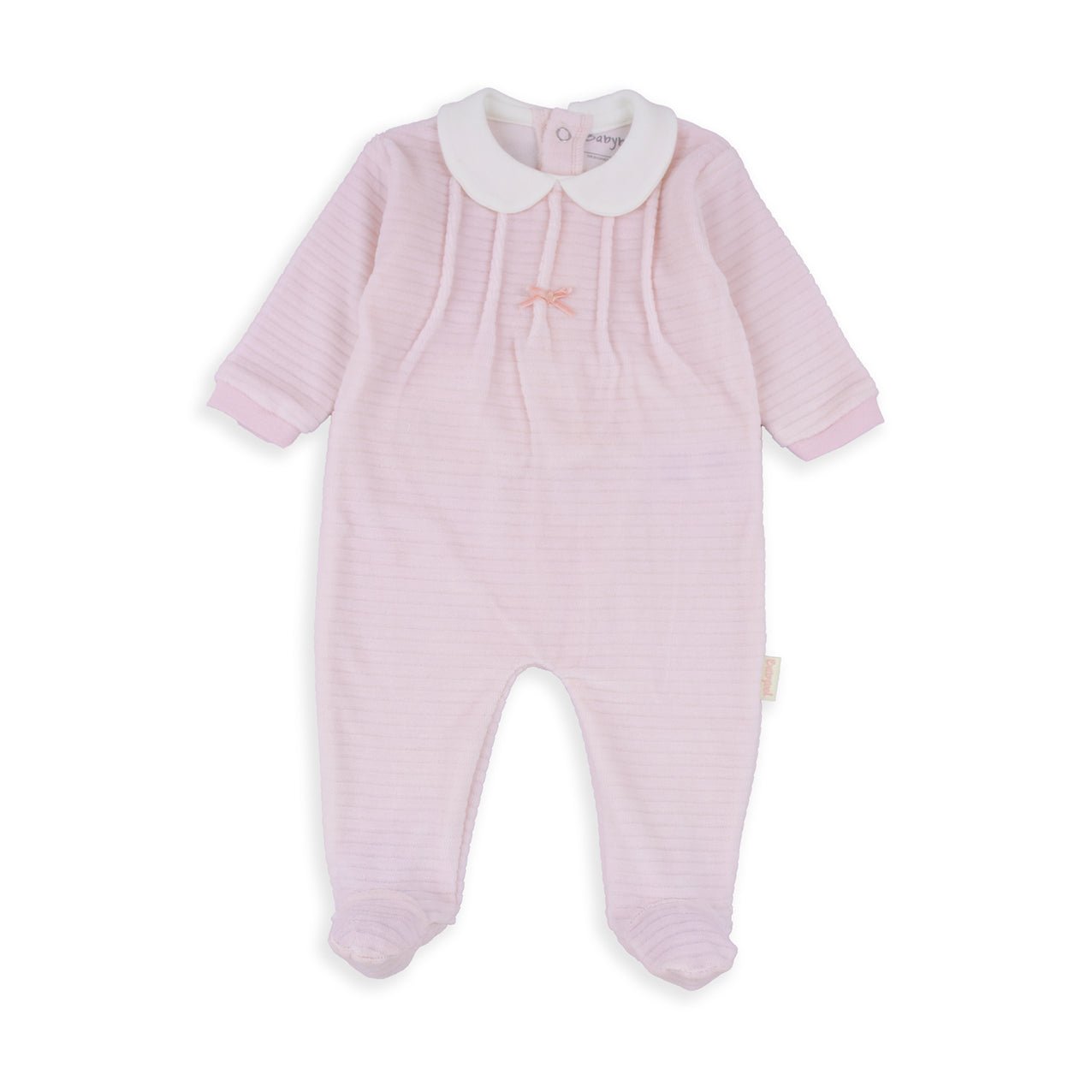 Tutina Neonato in Ciniglia Rosa con Colletto Bianco - Be Brave Boutique