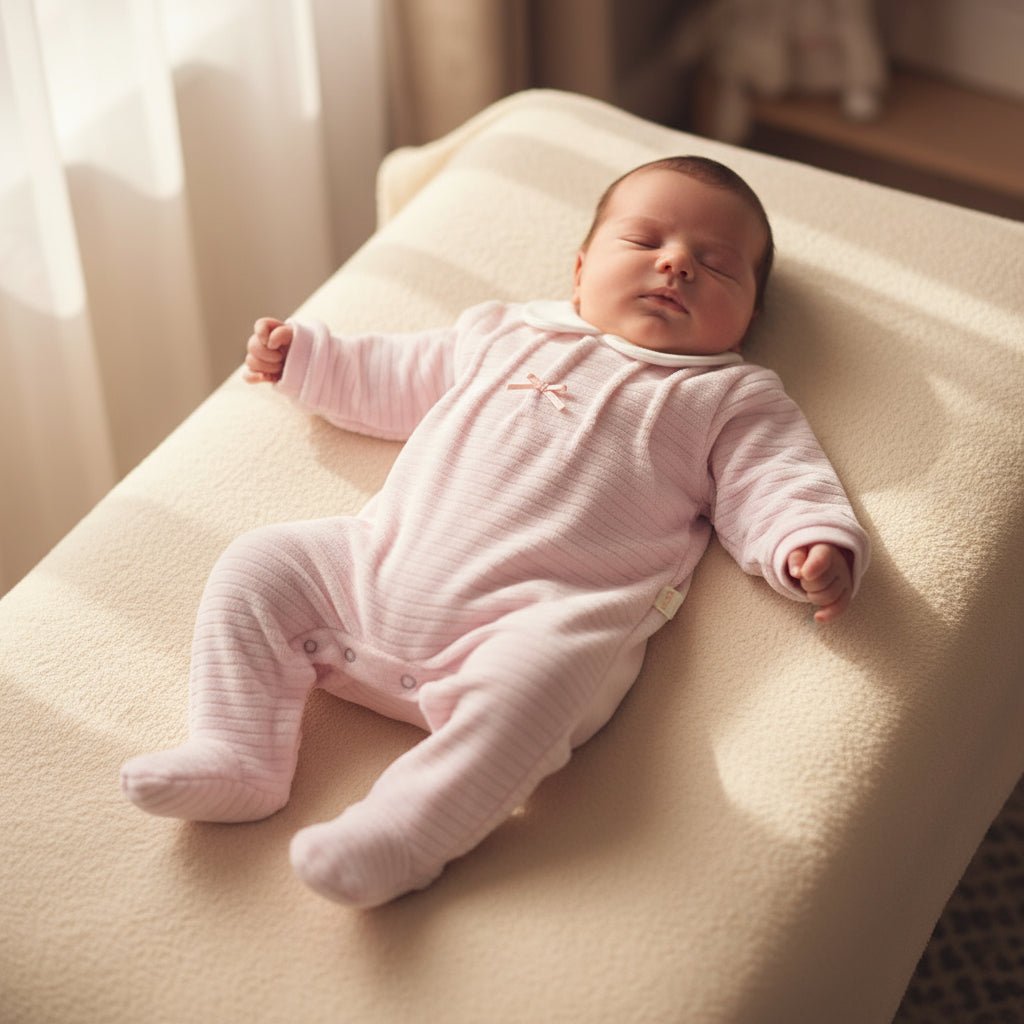 Tutina Neonato in Ciniglia Rosa con Colletto Bianco