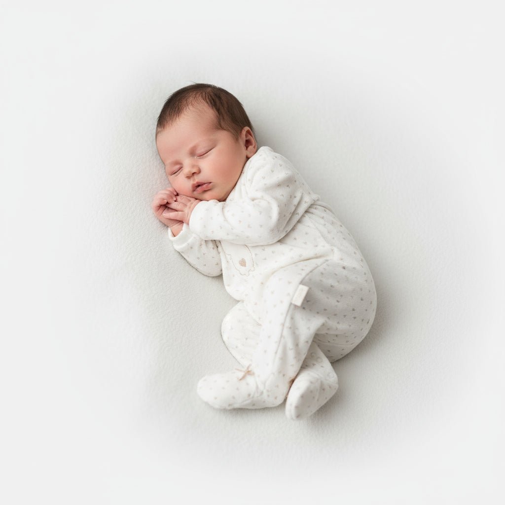 Tutina Neonato in Ciniglia Bianca con Coniglietto