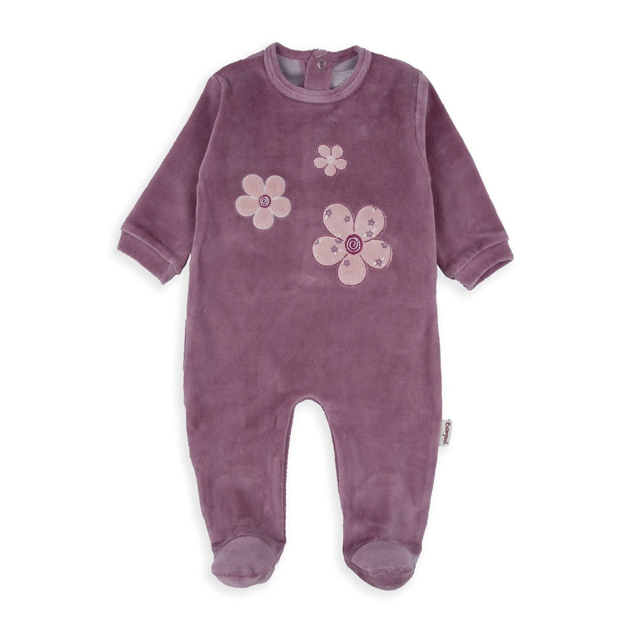 Tutina Neonato in Ciniglia Viola con Fiori - Be Brave Boutique