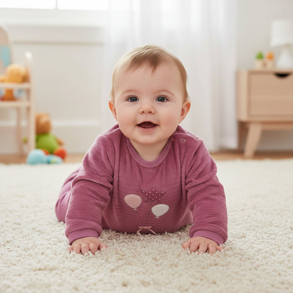 Tutina Neonato in Ciniglia Rosa con Palloncini