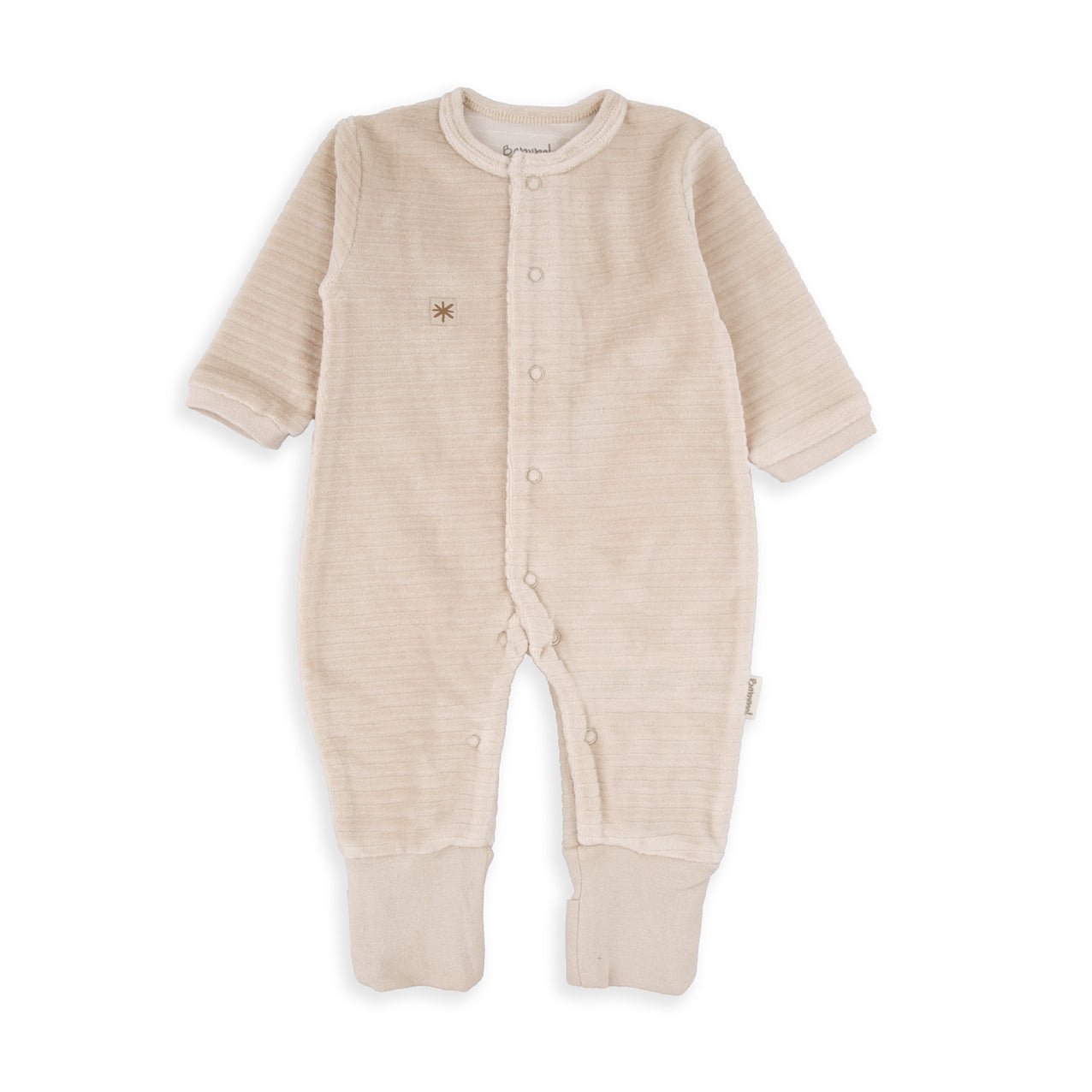 Tutina Neonato in Ciniglia Beige con Piedini Risvoltabili - Be Brave Boutique