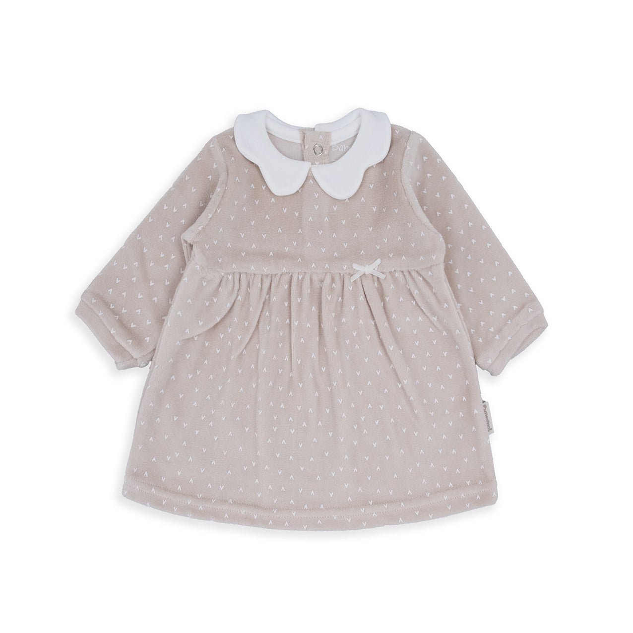 Abitino Neonato in Ciniglia Beige con Colletto Bianco - Be Brave Boutique