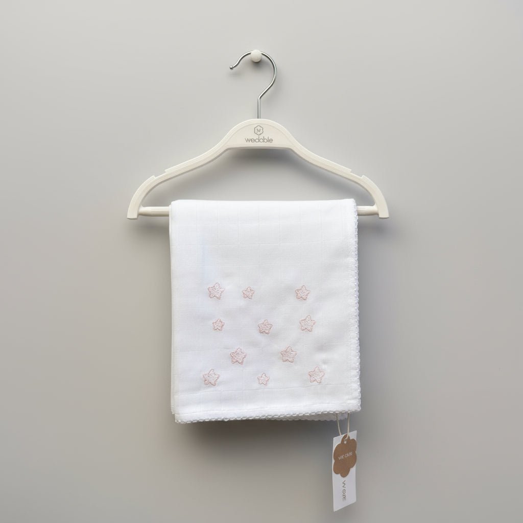 Wedoble Mussola in Cotone Ricamata Stelline Rosa - Be Brave Boutique