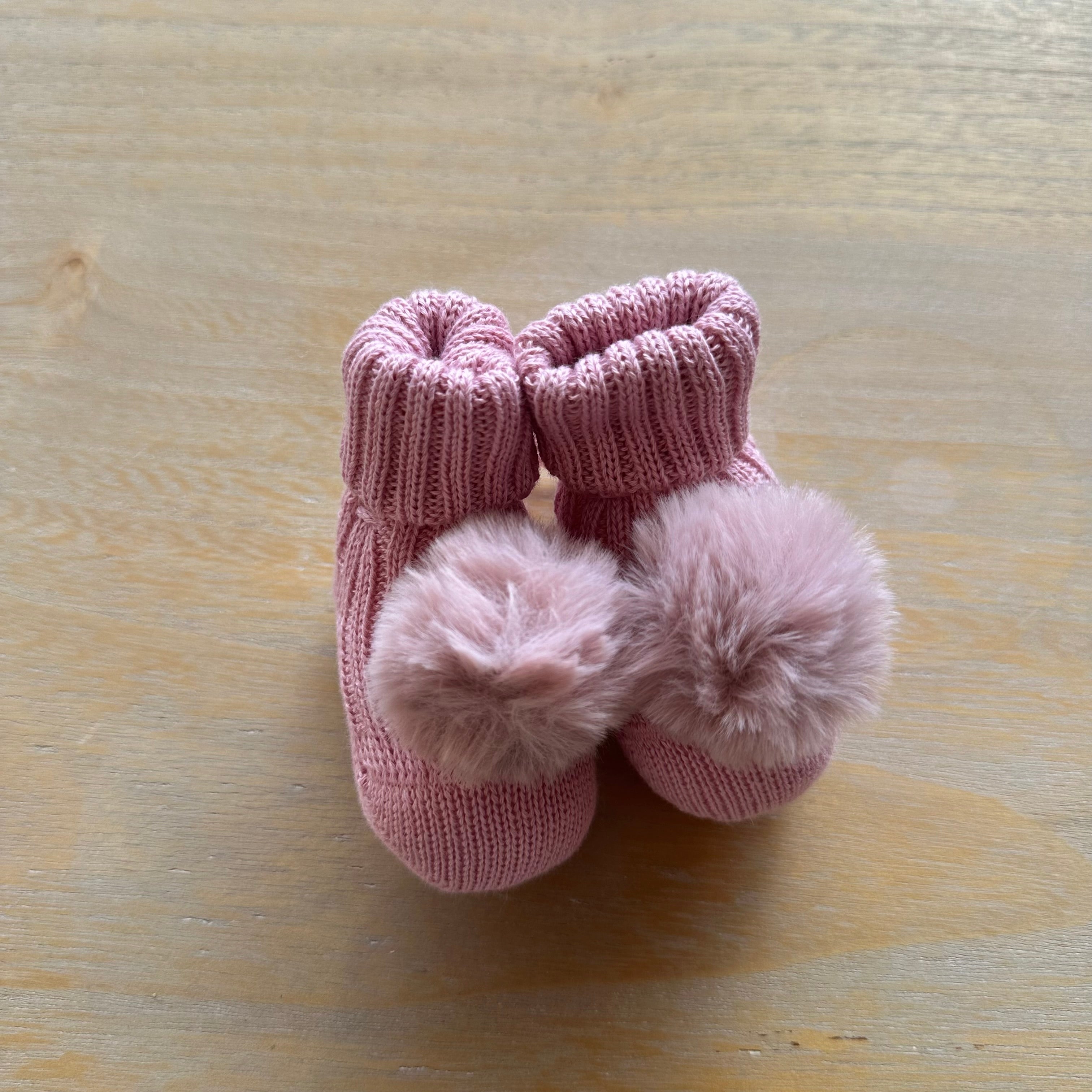 Scarpine nascita Con Pom Pom in Caldo Cotone Made in Italy - Be Brave Boutique