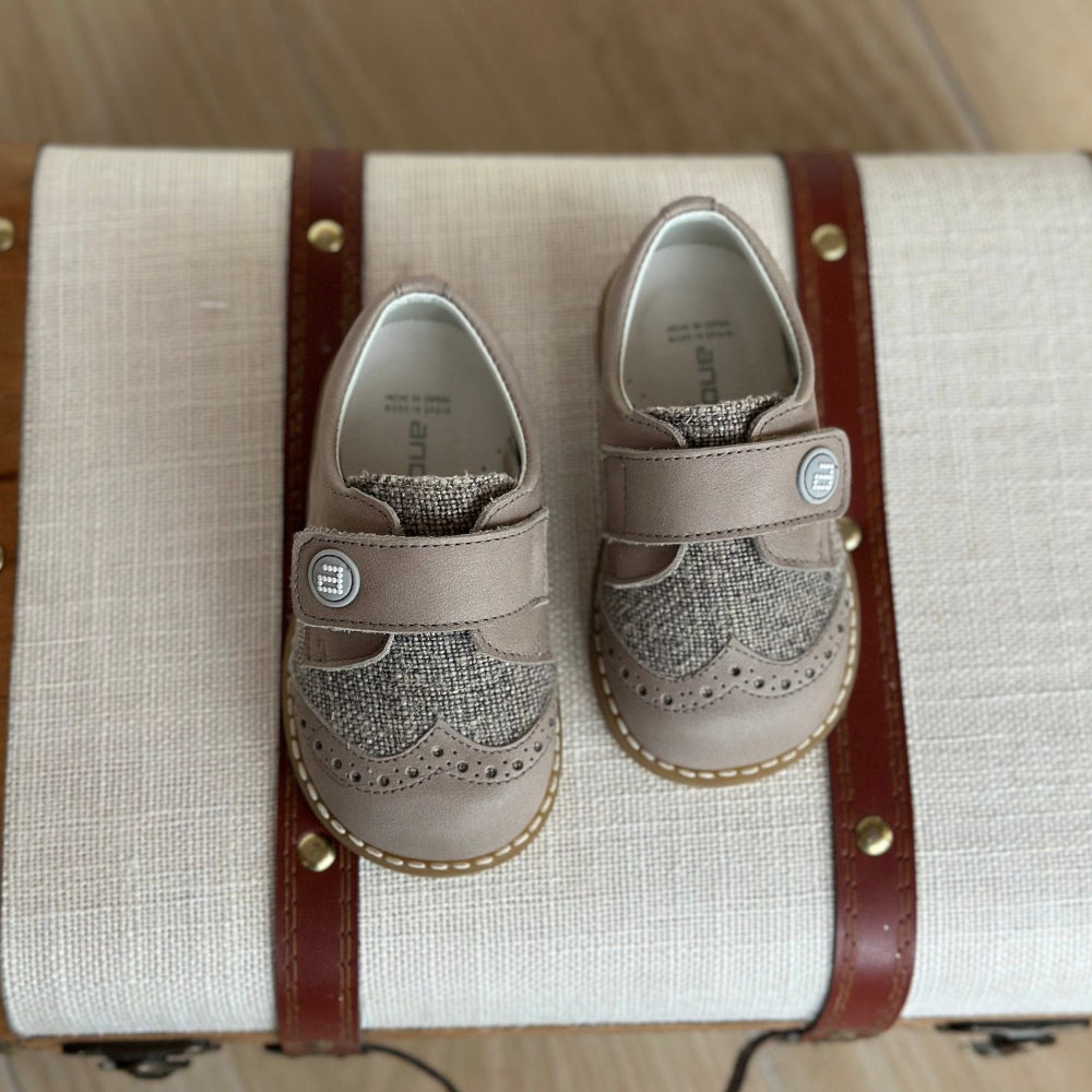 ANDANINES Sandali bimbo Lino/ Tortora con plantare anatomico - Be Brave Boutique