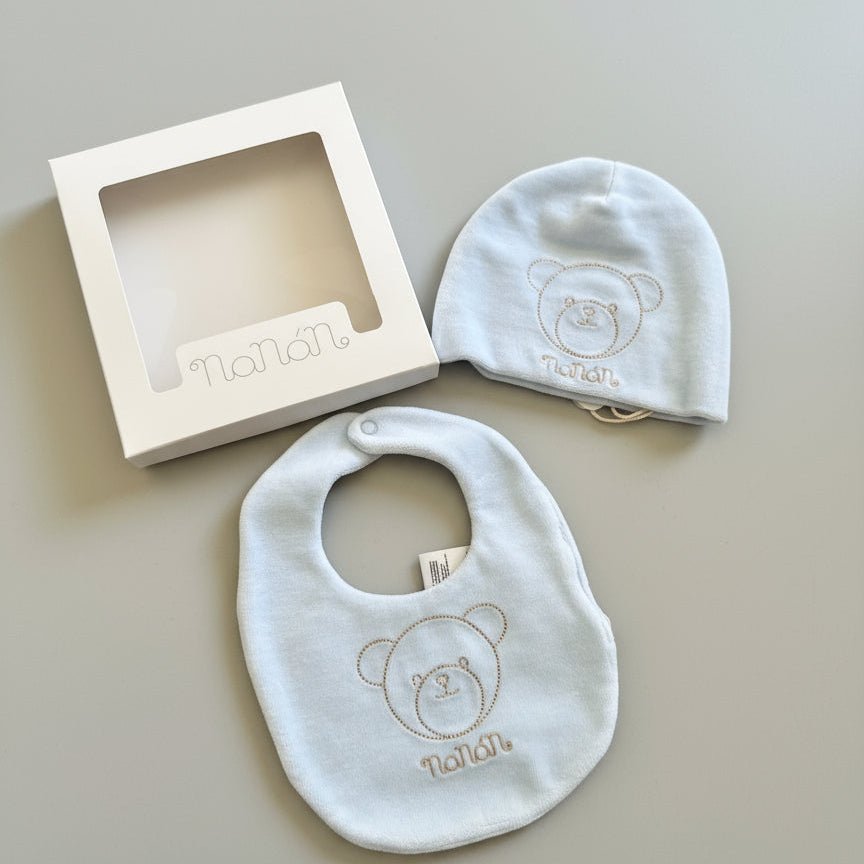 Set cappellino e bavaglino Nanan Azzurro - Be Brave Boutique