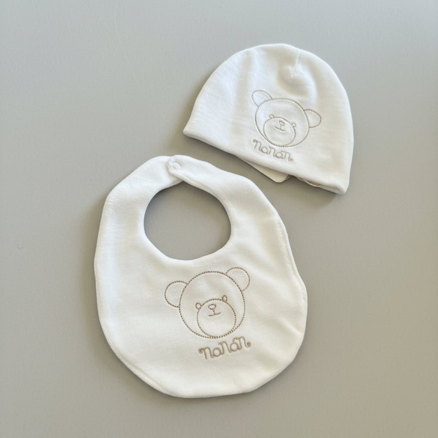 Set cappellino e bavaglino Nanan Bianco - Be Brave Boutique