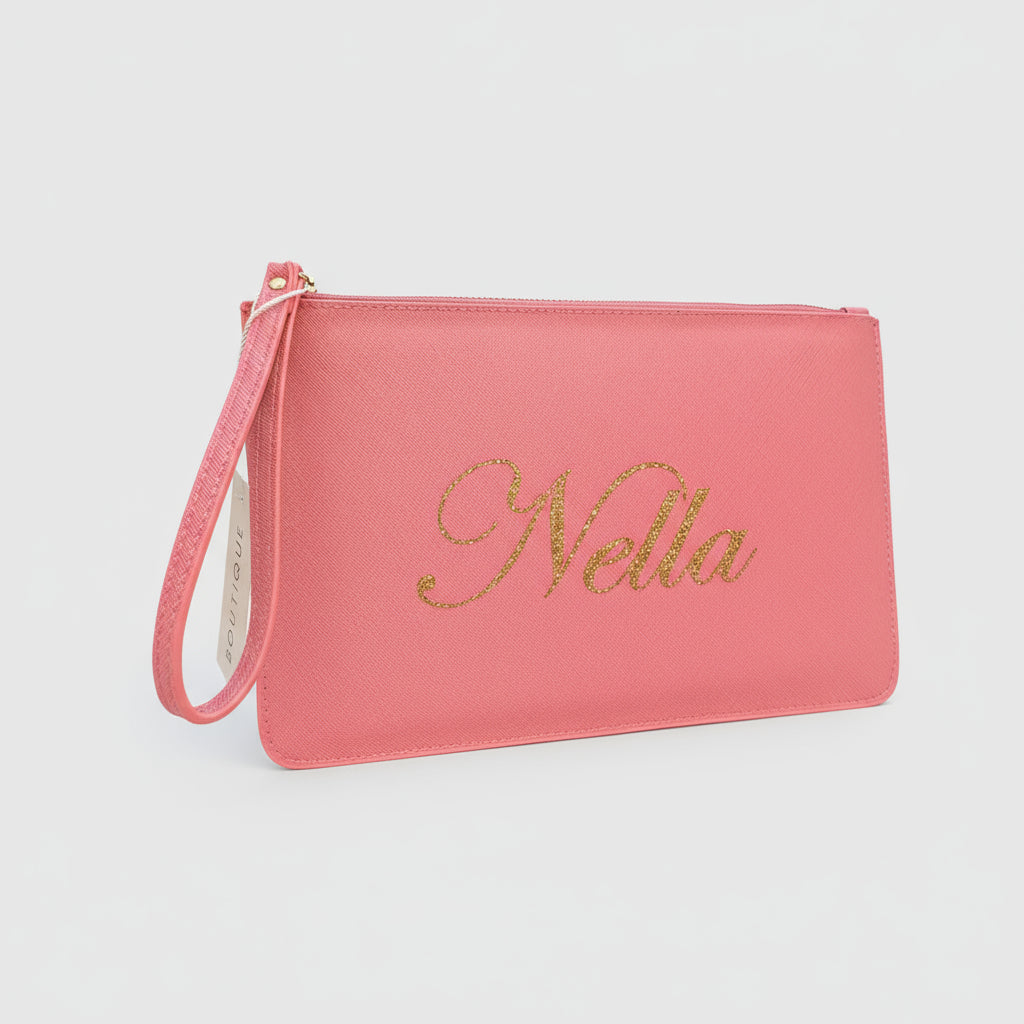 Pochette con anello piatta in simil pelle personalizzabile 13 colori disponibili - Be Brave Boutique