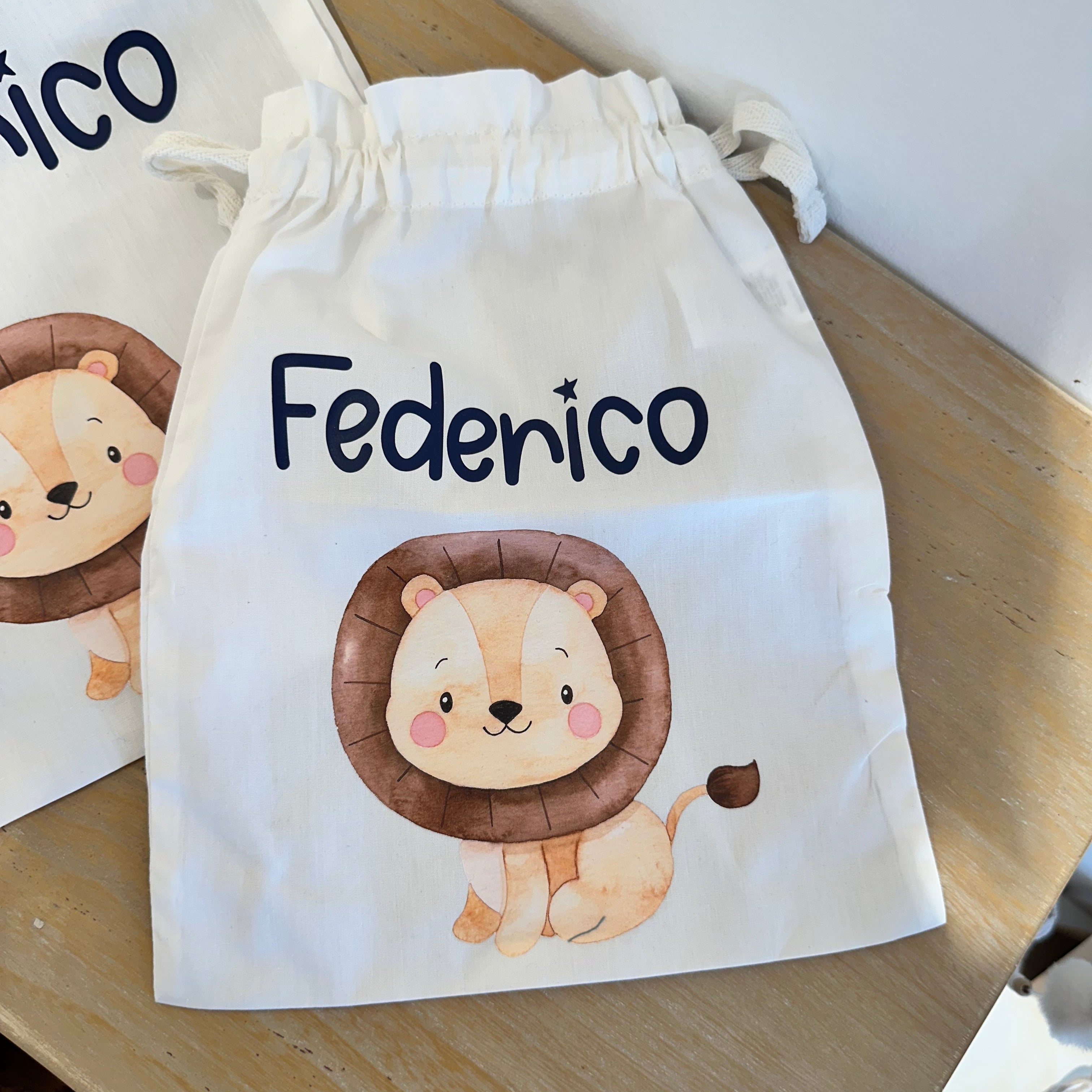 Sacchetti primi cambi personalizzabili Leone Cucciolo - Be Brave Boutique