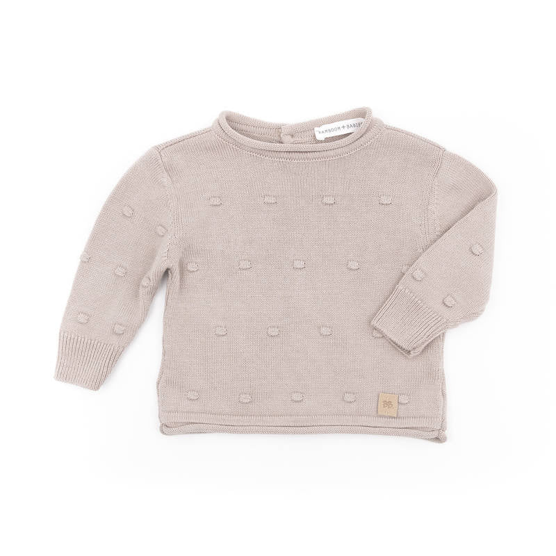 Maglia apertura dietro mini pom-pom - cammello 331 - Be Brave Boutique