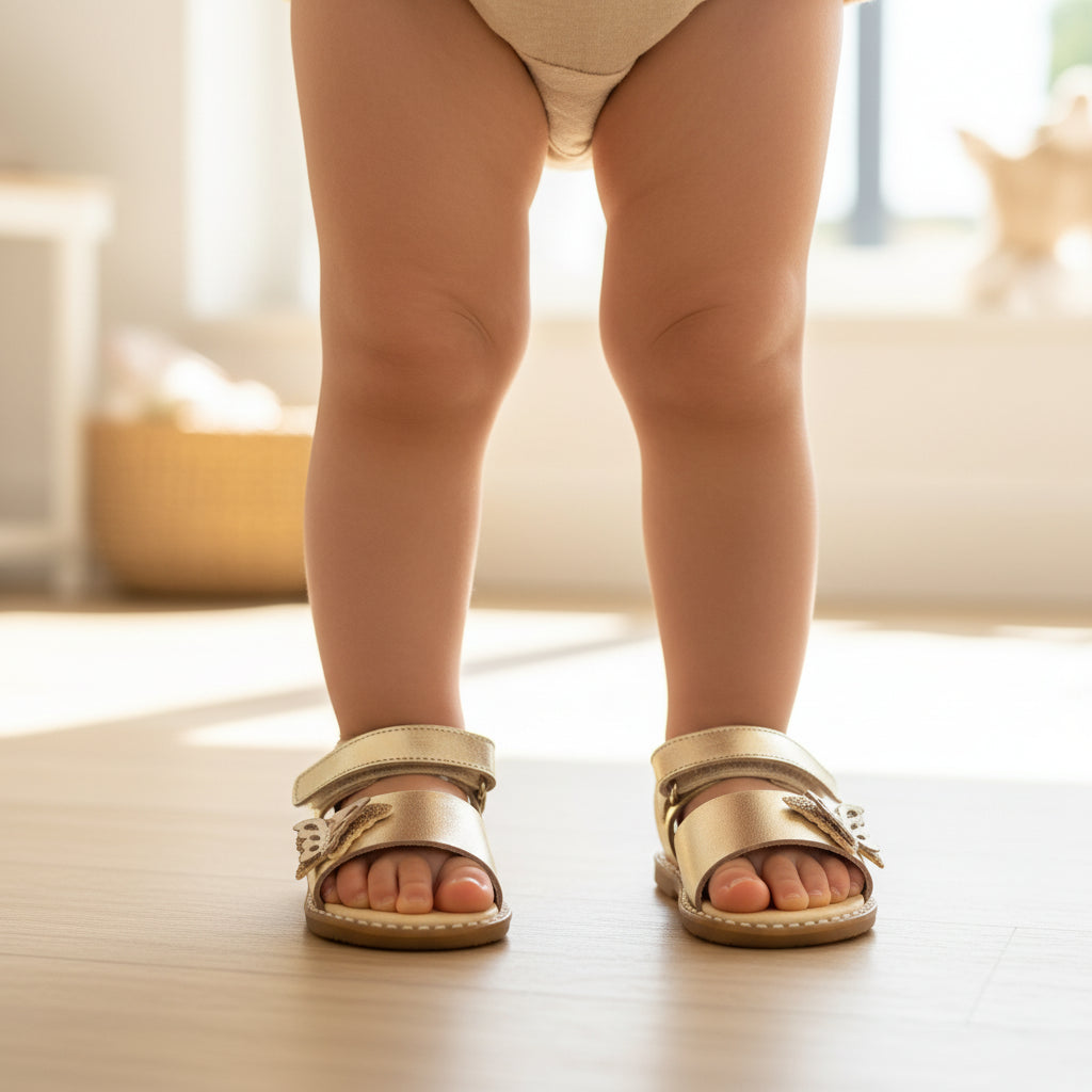 Sandali Andanines in Pelle Oro con dettaglio farfalla per bambina