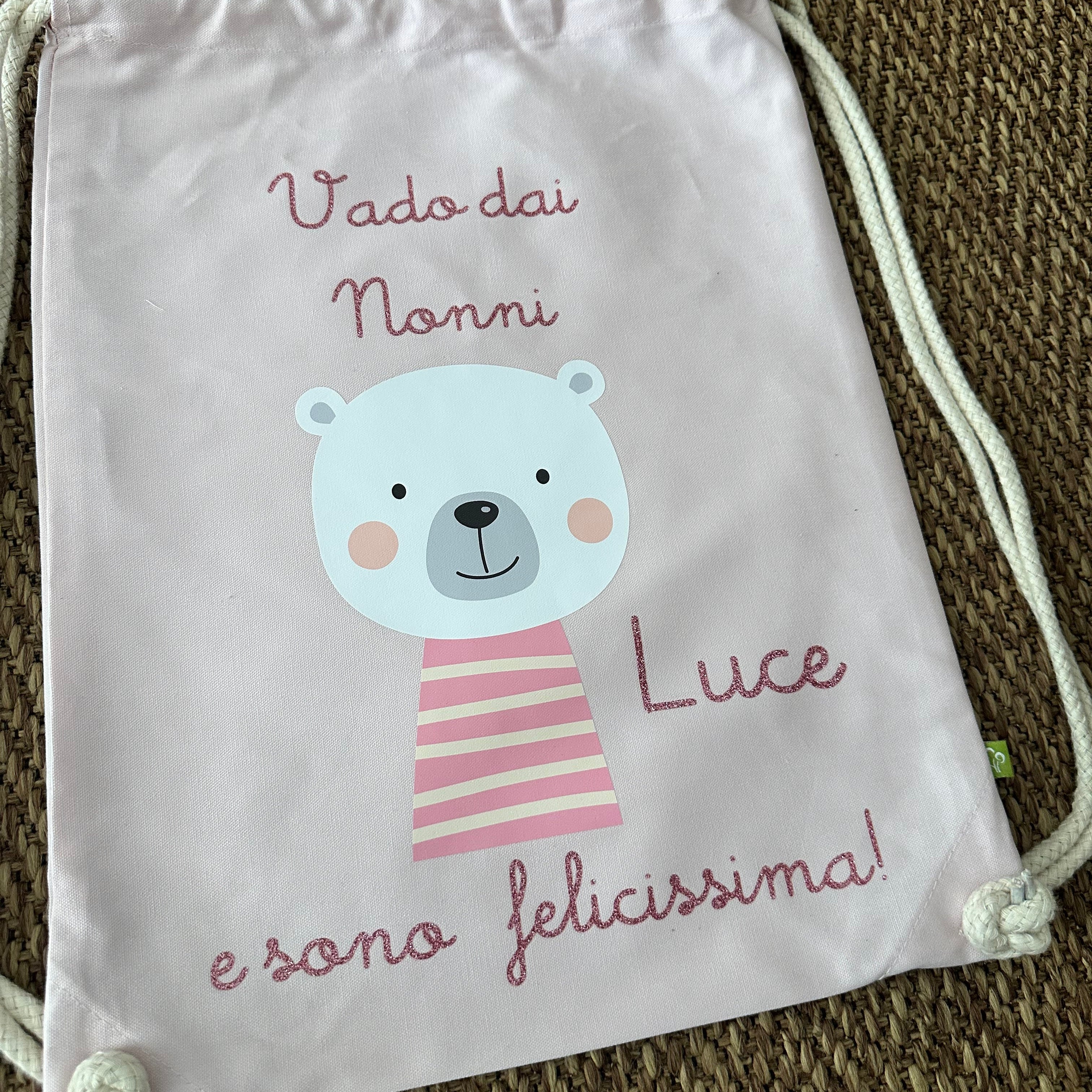 Zaino in cotone pesante Vado dai Nonni e sono felicissima - Be Brave Boutique