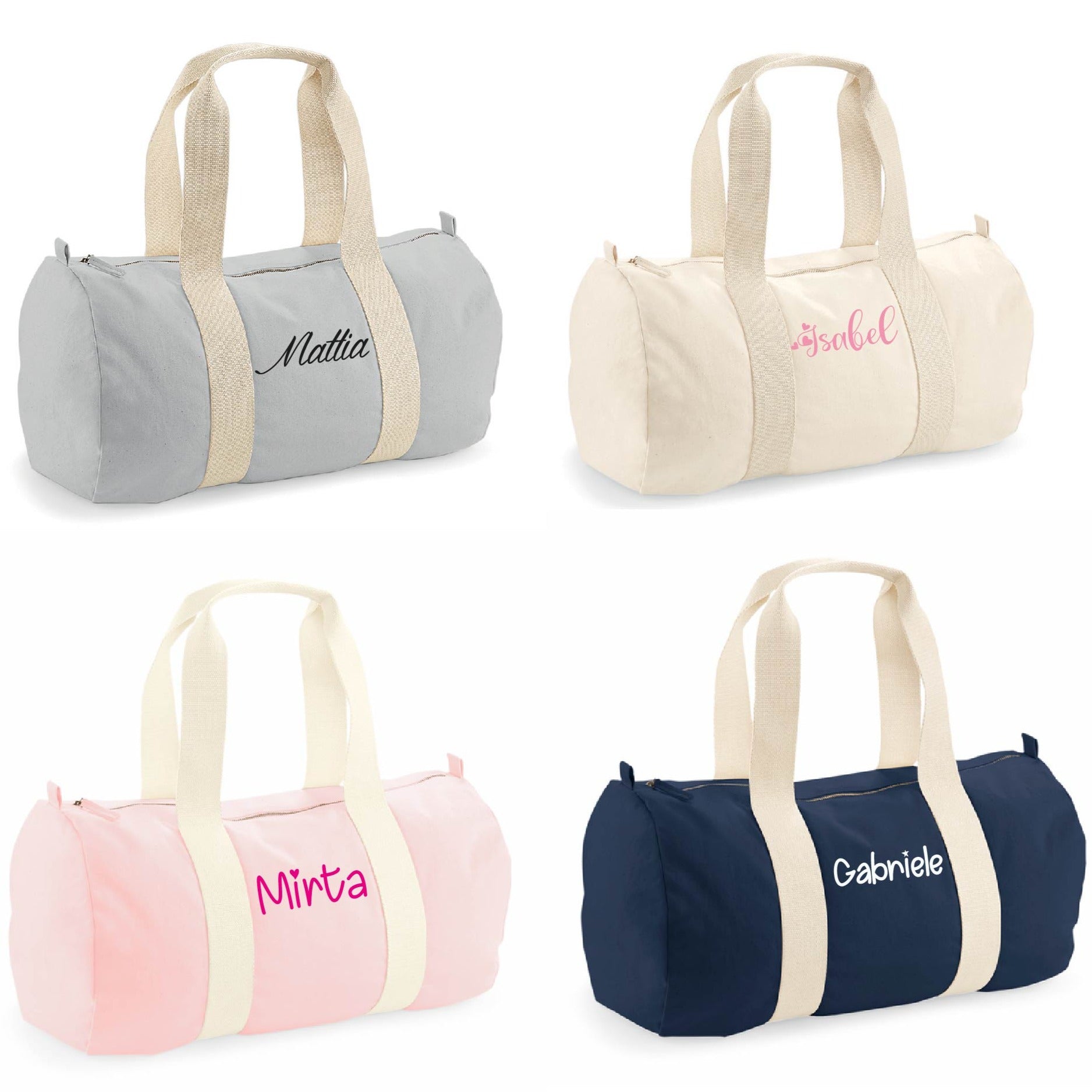 Borsone in cotone canvas personalizzato con nome disponibile in 4 colori - Be Brave Boutique