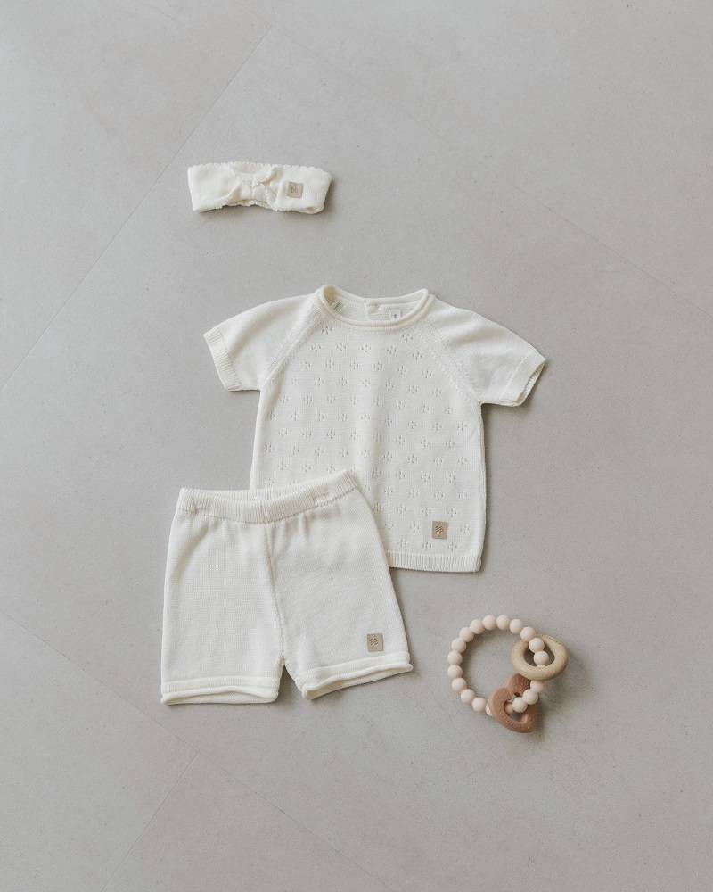 Pantalone Corto Knitted - BIANCO 01 - Be Brave Boutique