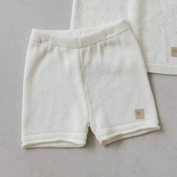 Pantalone Corto Knitted - BIANCO 01 - Be Brave Boutique