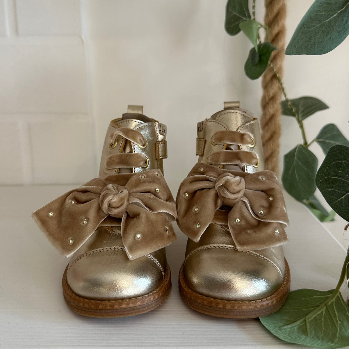 LANDANINES stivaletto in pelle oro Lucido con plantare anatomico - Be Brave Boutique